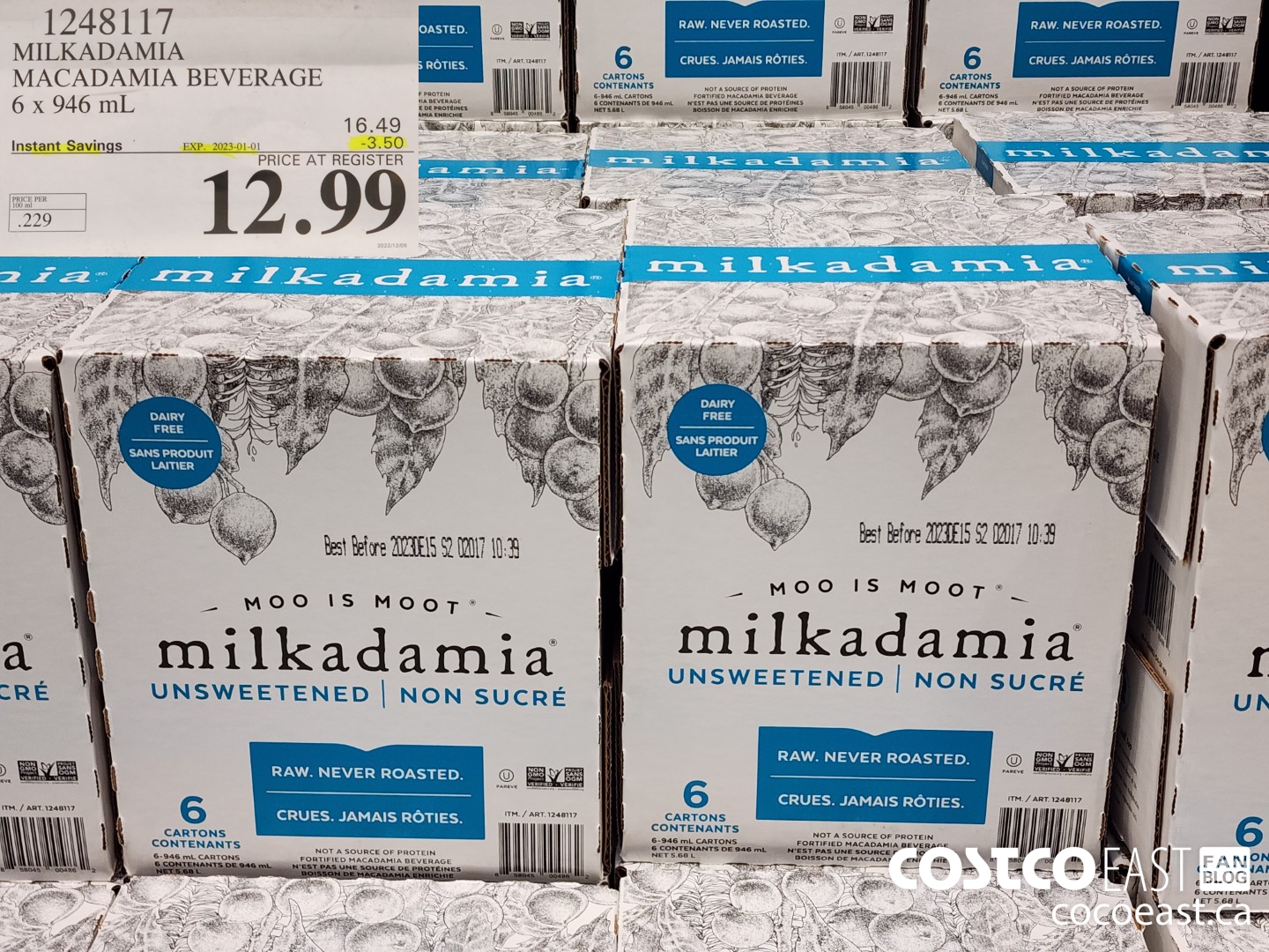 1248117 MILKADAMIA MACADAMIA BEVERAGE 6 x 946 mL ($3.50 INSTANT SAVINGS EXPIRES ON 2023-01-01) $12.99