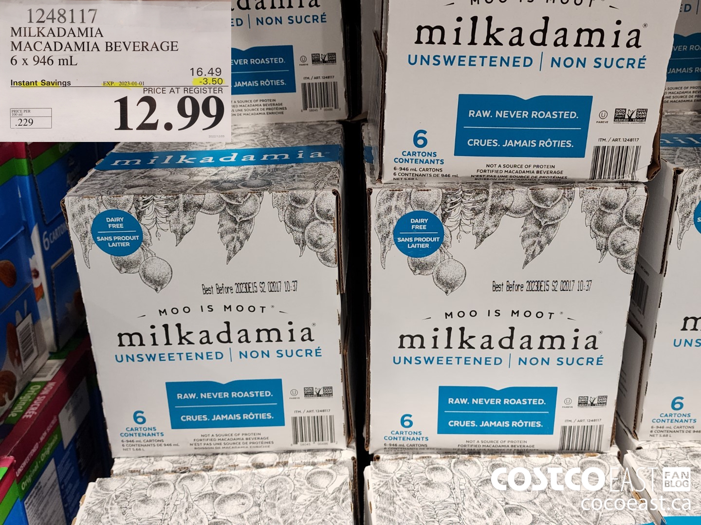 1248117 MILKADAMIA MACADAMIA BEVERAGE 6 x 946 mL ($3.50 INSTANT SAVINGS EXPIRES ON 2023-01-01) $12.99
