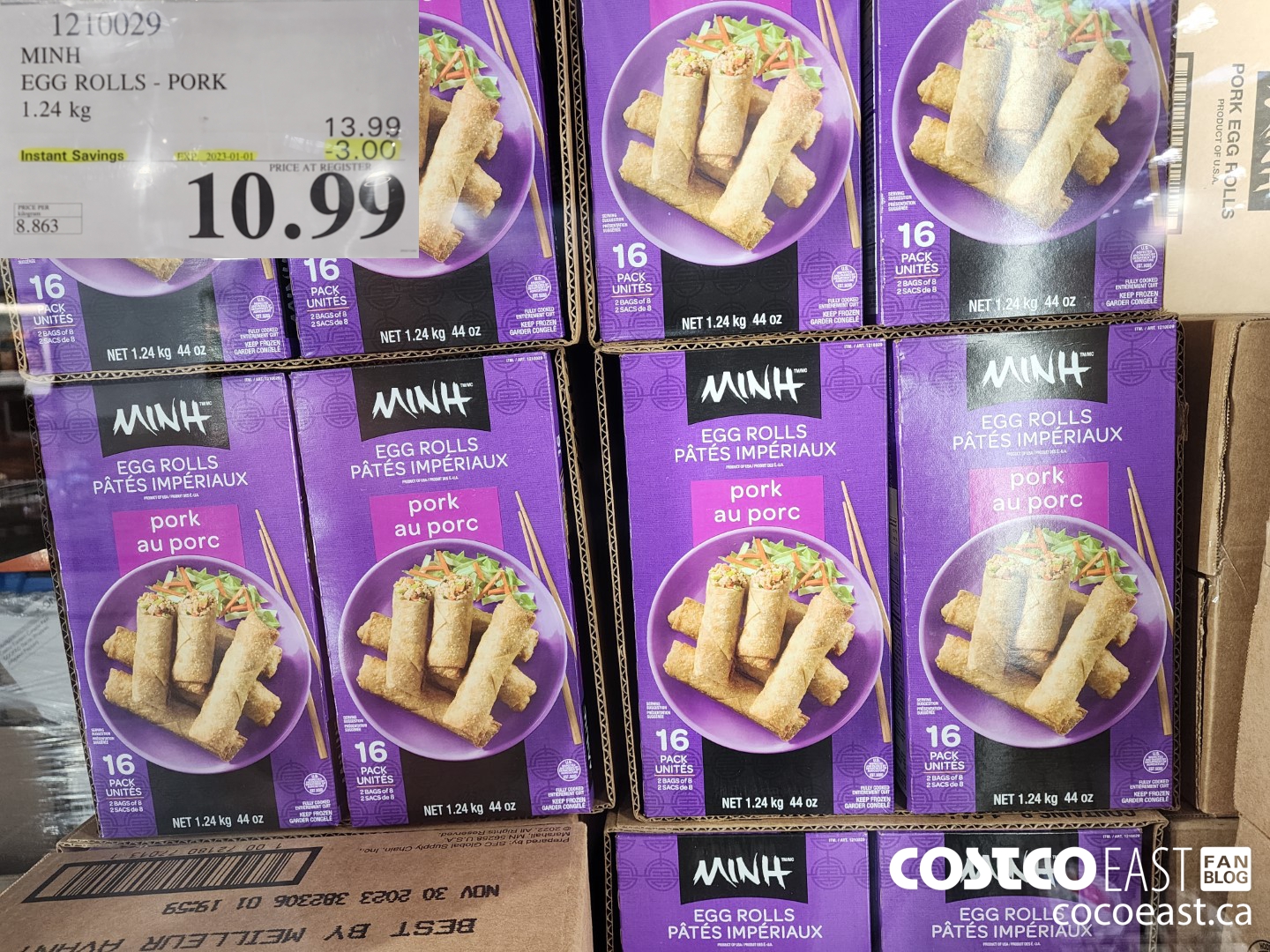 1210029 MINH PORK EGG ROLLS 1.24 KG ($3.00 INSTANT SAVINGS EXPIRES ON 2023-01-01) $10.99
