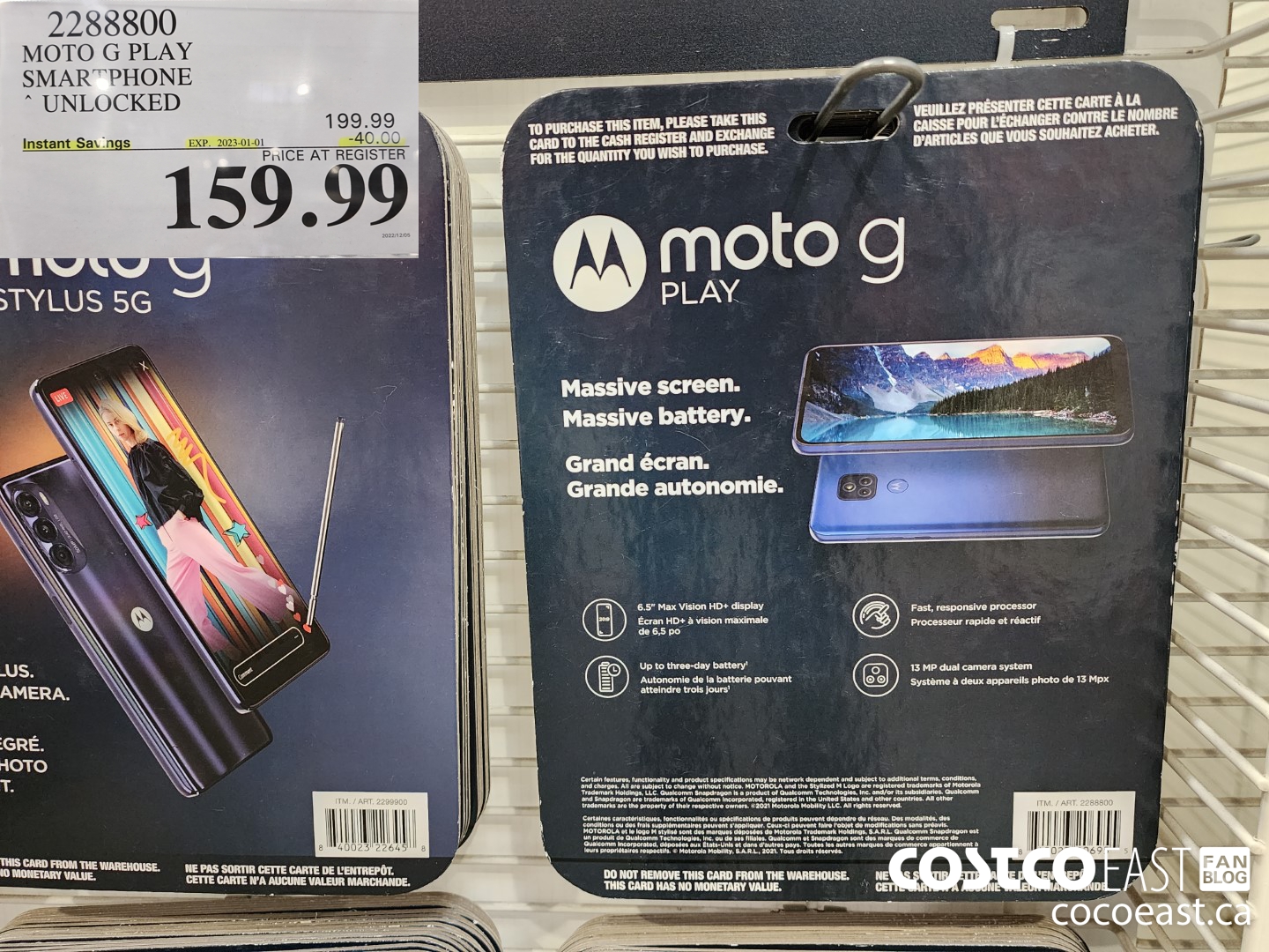 2288800 MOTO G PLAY SMARTPHONE UNLOCKED ($40.00 INSTANT SAVINGS EXPIRES ON 2023-01-01) $159.99