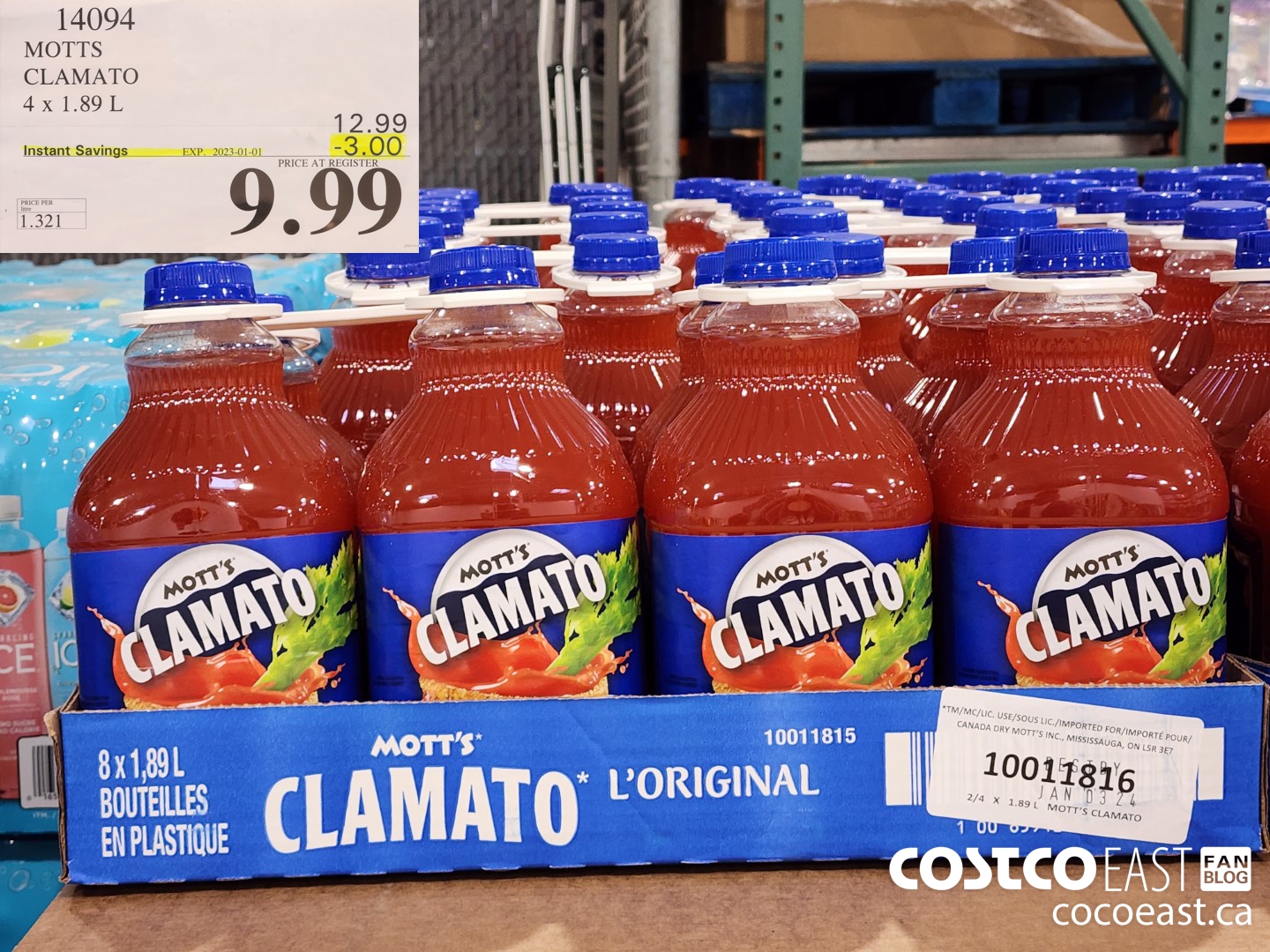14094 MOTTS CLAMATO JUICE 4 x 1.89L ($3.00 INSTANT SAVINGS EXPIRES ON 2023-01-01) $9.99