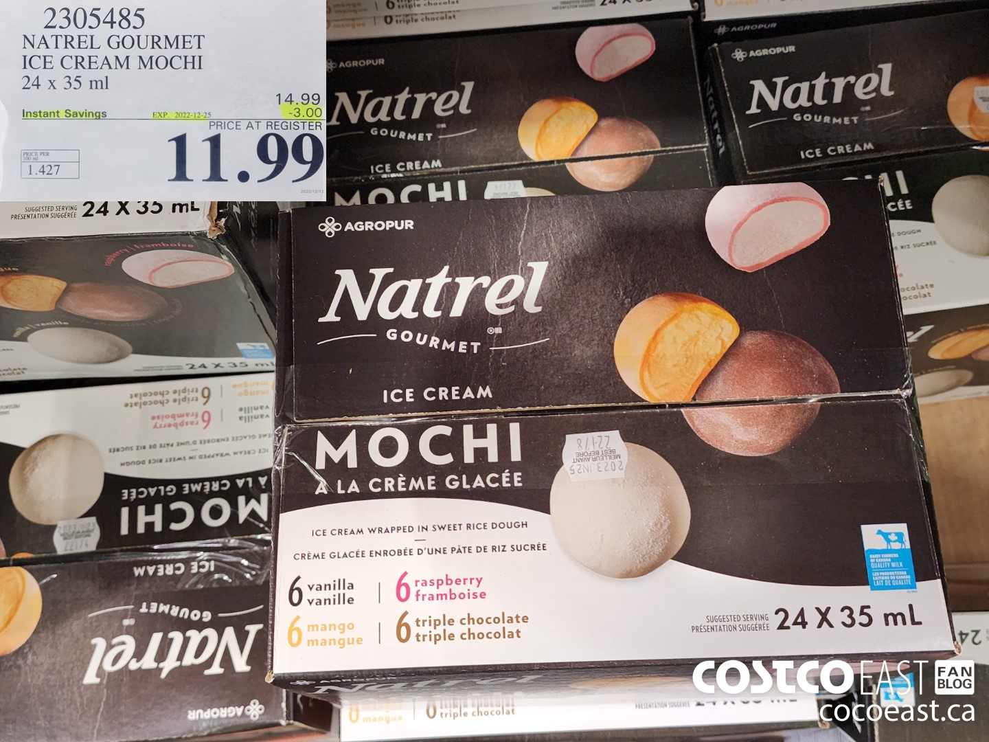 2305485 NATREL GOURMET ICE CREAM MOCHI 24 x 35 ml ($3.00 INSTANT SAVINGS EXPIRES ON 2022-12-25) $11.99