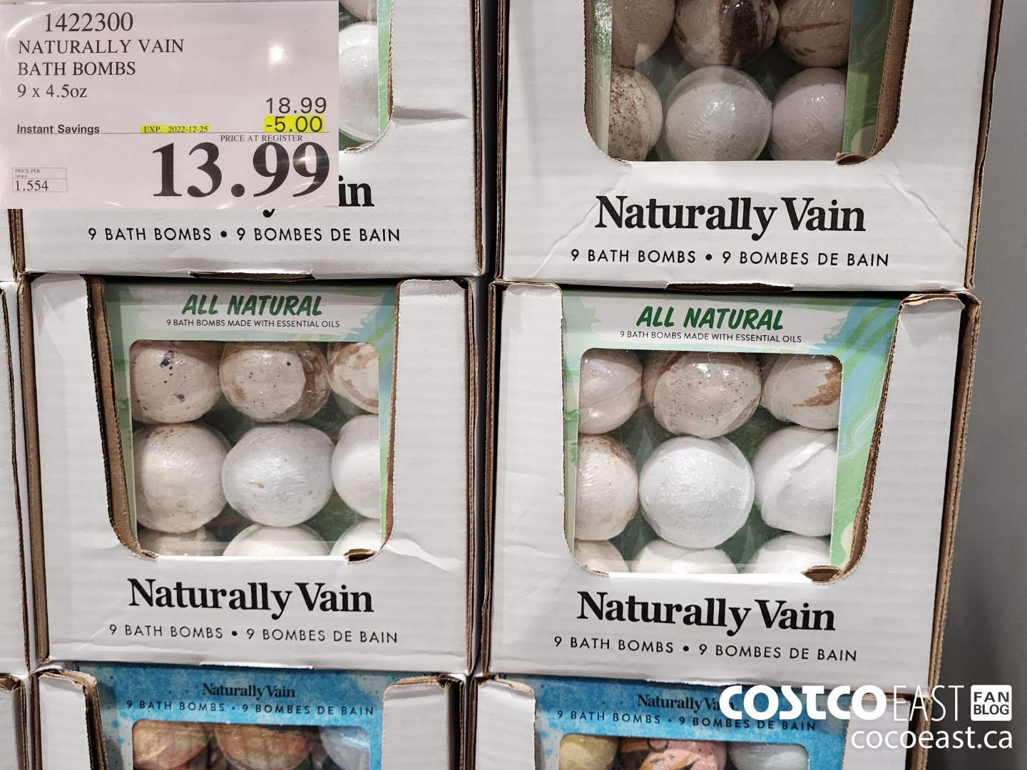 1422300 NATURALLY VAIN BATH BOMBS 9 x 4.5oz ($5.00 INSTANT SAVINGS EXPIRES ON 2022-12-25) $13.99