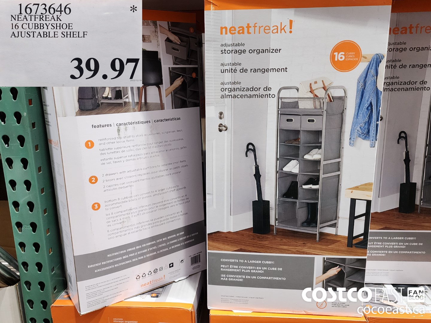 1673646 NEATFREAK 16 CUBBYSHOE ADJUSTABLE SHELF $39.97