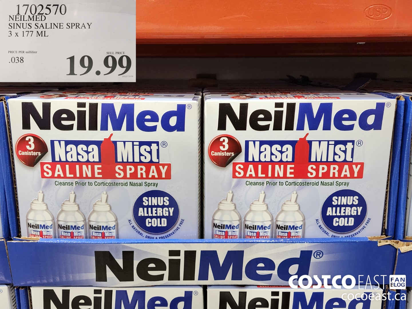1702570 NEILMED SINUS SALINE SPRAY 3 x 177 ML $19.99