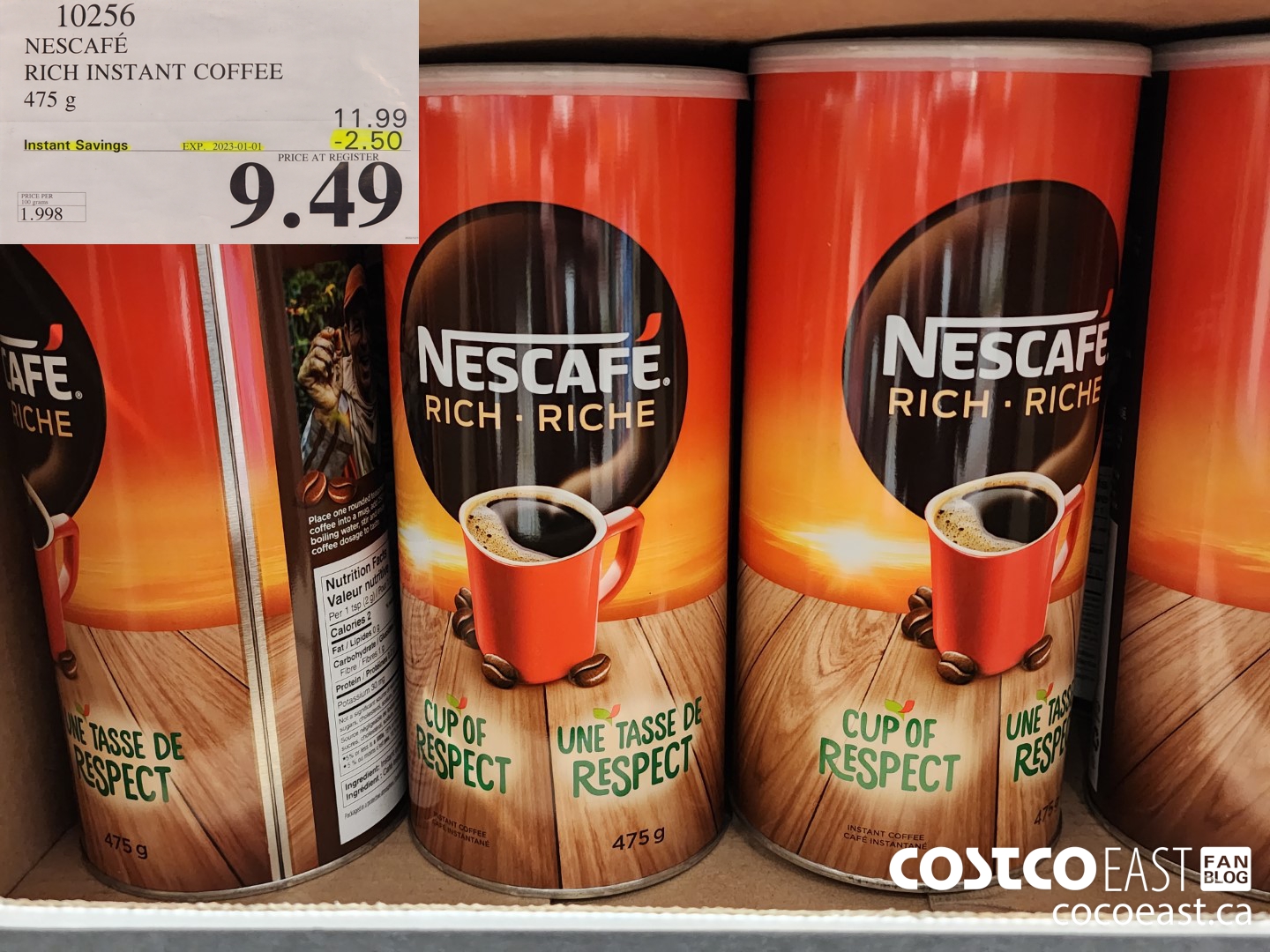10256 NESCAFE RICH INSTANT COFFEE 475 G ($2.50 INSTANT SAVINGS EXPIRES ON 2023-01-01) $9.49