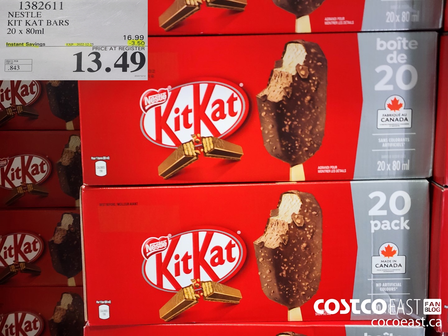 1382611 NESTLE KIT KAT BARS 20 x 80ml ($3.50 INSTANT SAVINGS EXPIRES ON 2022-12-25) $13.49