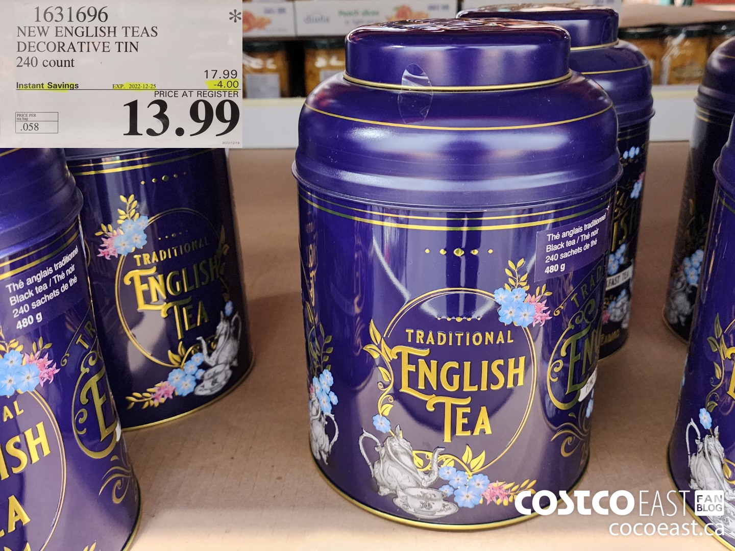 1631696 NEW ENGLISH TEAS DECORATIVE TIN 240 count ($4.00 INSTANT SAVINGS EXPIRES ON 2022-12-25) $13.99