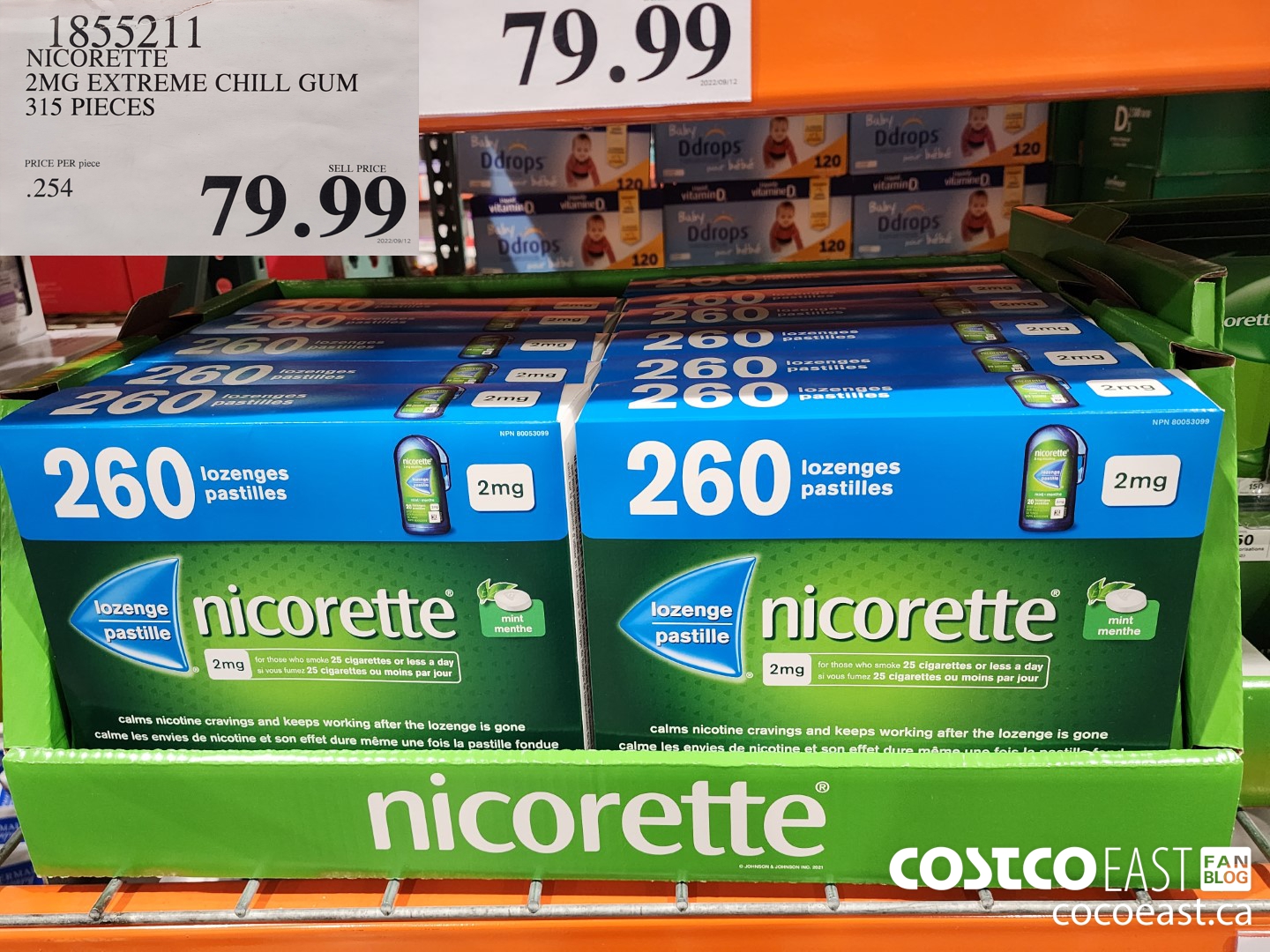 1855211 NICORETTE 2MG EXTREME CHILL GUM 315 PIECES $79.99