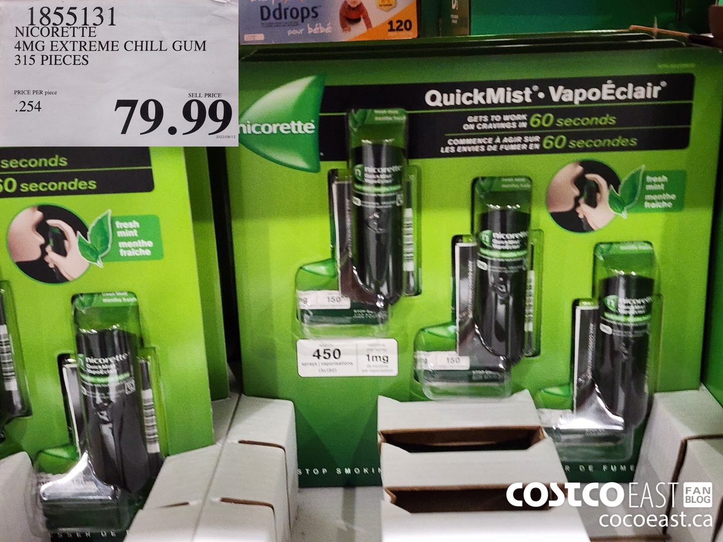 1855131 NICORETTE 4MG EXTREME CHILL GUM 315 PIECES $79.99