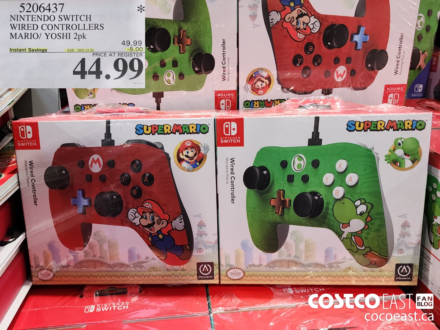 5206437 NINTENDO SWITCH WIRED CONTROLLERS MARIO/ YOSHI 2pk ($5.00 INSTANT SAVINGS EXPIRES ON 2022-12-24) $44.99