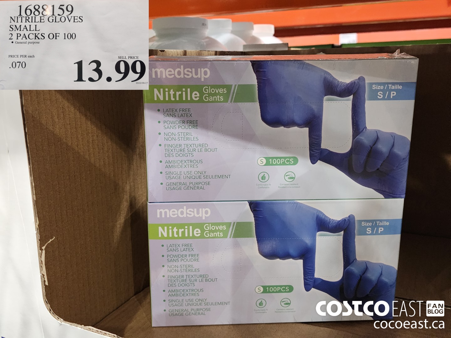1688159 NITRILE GLOVES SMALL 2 PACKS OF 100 $13.99