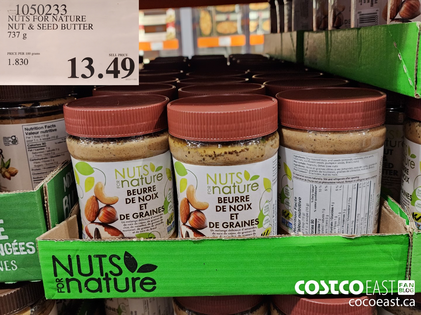 1050233 NUTS FOR NATURE NUT & SEED BUTTER 737 G $13.49