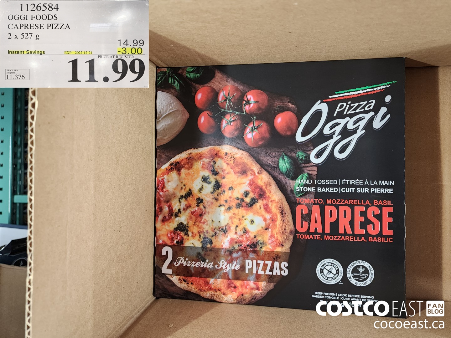1126584 OGGI FOODS CAPRESE PIZZA 2 X 527 G ($3.00 INSTANT SAVINGS EXPIRES ON 2022-12-24) $11.99