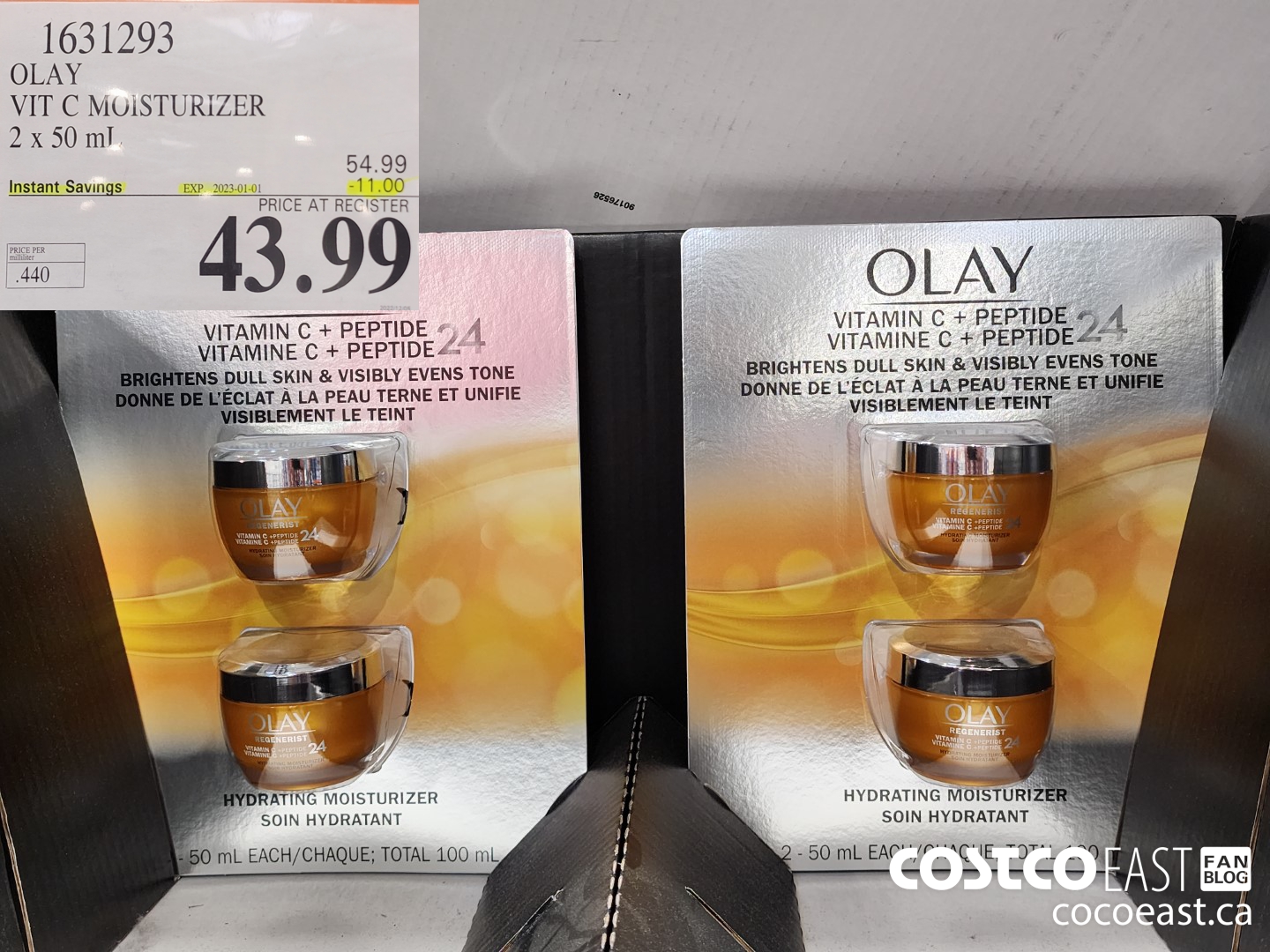 1631293 OLAY VIT C MOISTURIZER 2 x 50 mL ($11.00 INSTANT SAVINGS EXPIRES ON 2023-01-01) $43.99