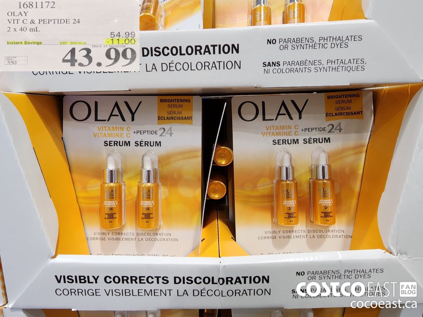 1681172 OLAY VIT C’& PEPTIDE 24 2 X 40 mL ($11.00 INSTANT SAVINGS EXPIRES ON 2023-01-01) $43.99