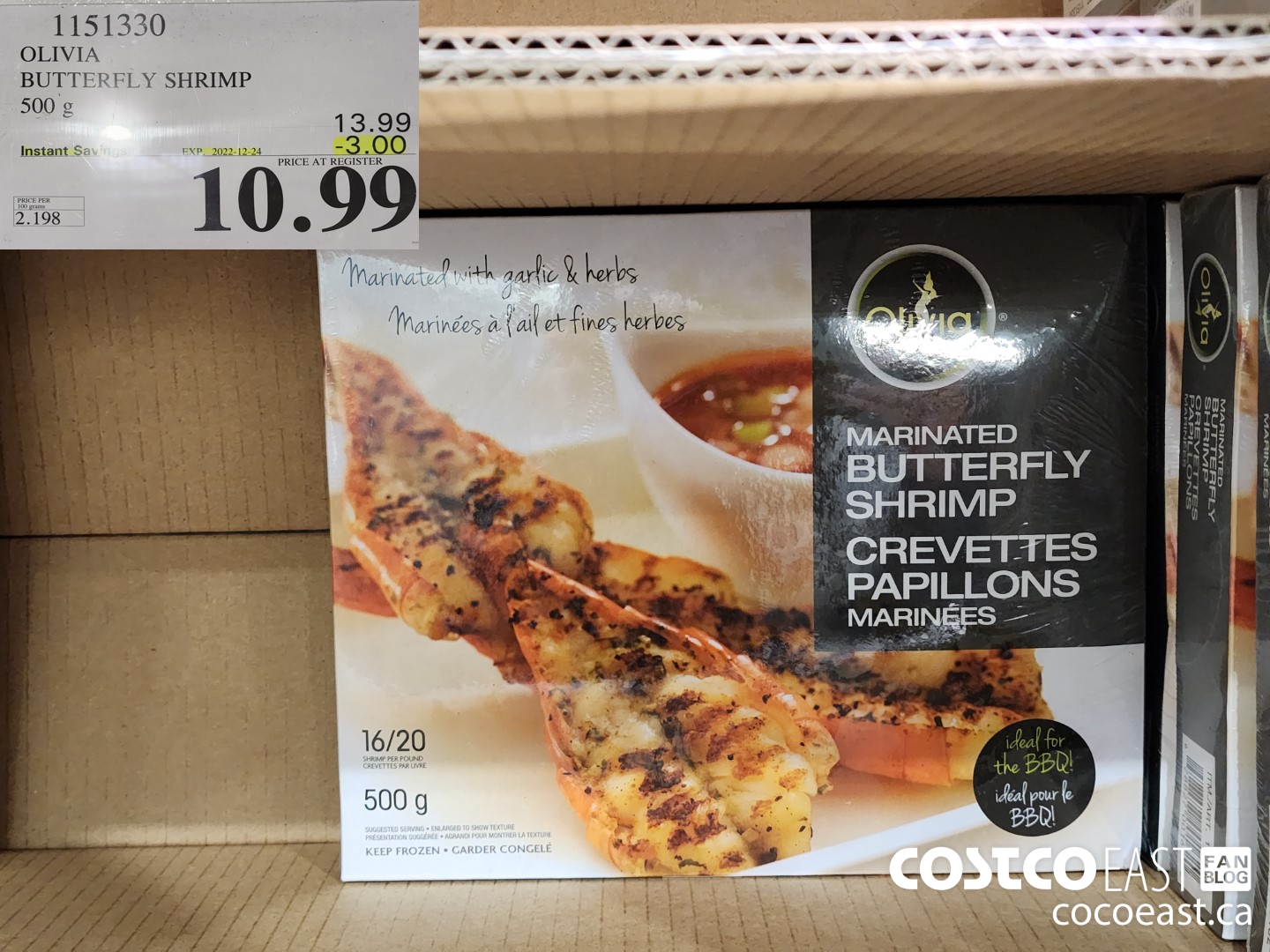 1151330 OLIVIA BUTTERFLY SHRIMP 500 G ($3.00 INSTANT SAVINGS EXPIRES ON 2022-12-24) $10.99