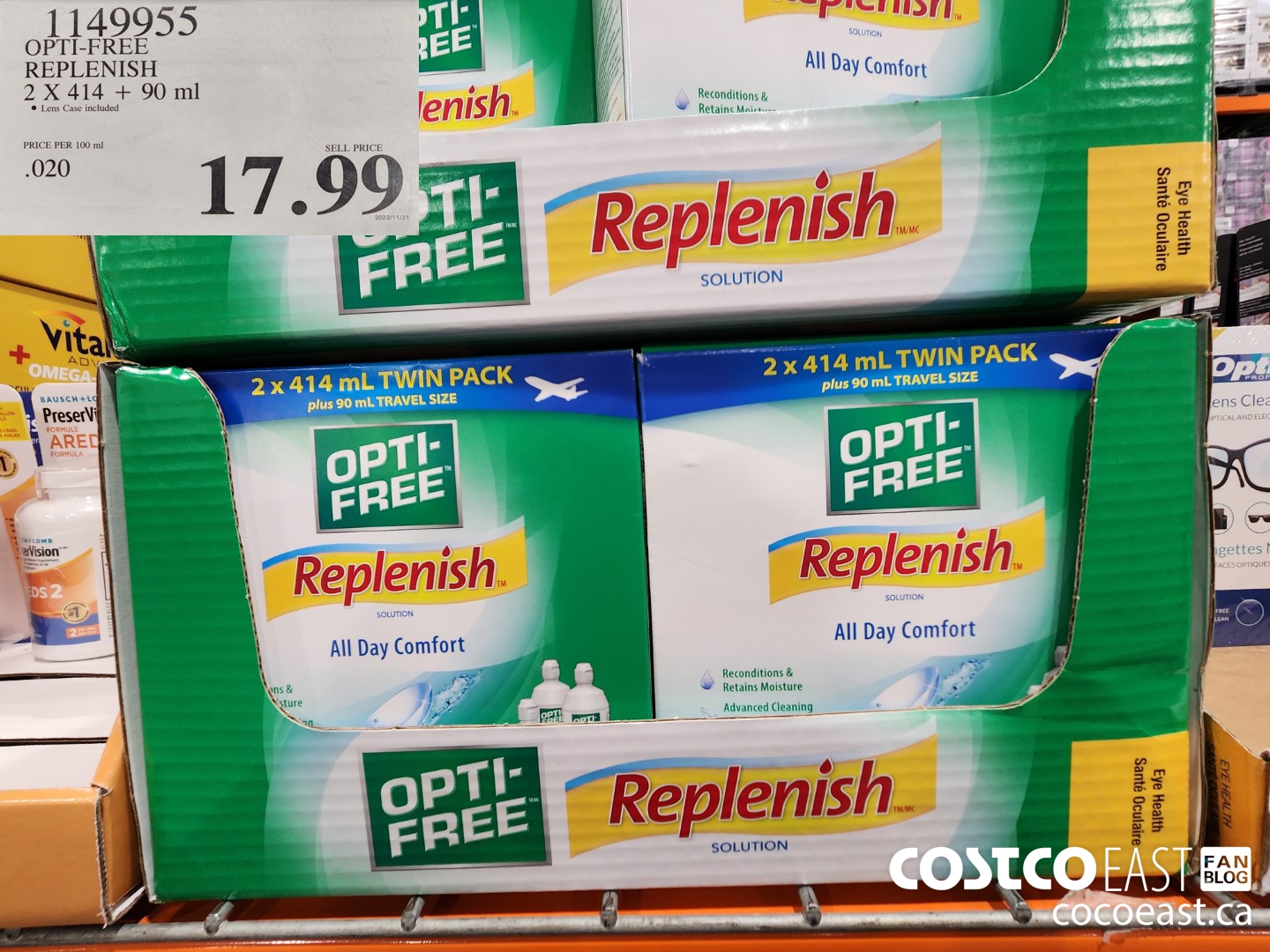 1149955 OPTI-FREE REPLENISH 2 X 414 + 90 ML $17.99