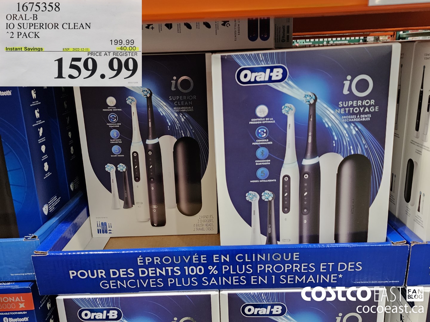 1675358 ORAL-B IO SUPERIOR CLEAN 2 PACK ($40.00 INSTANT SAVINGS EXPIRES ON 2022-12-11) $159.99