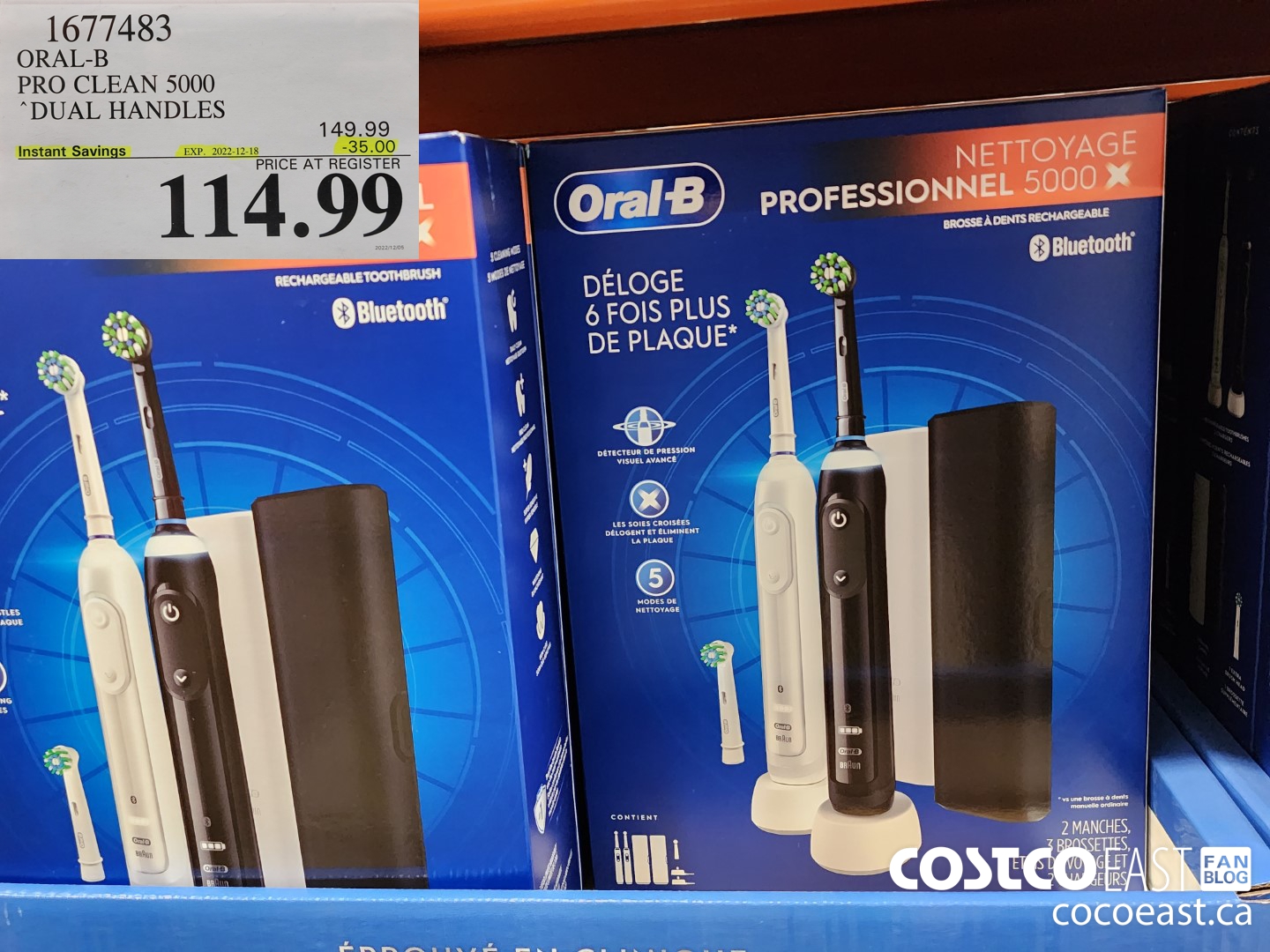 1677483 ORAL-B PRO CLEAN 5000 DUAL HANDLES ($35.00 INSTANT SAVINGS EXPIRES ON 2022-12-18) $114.99