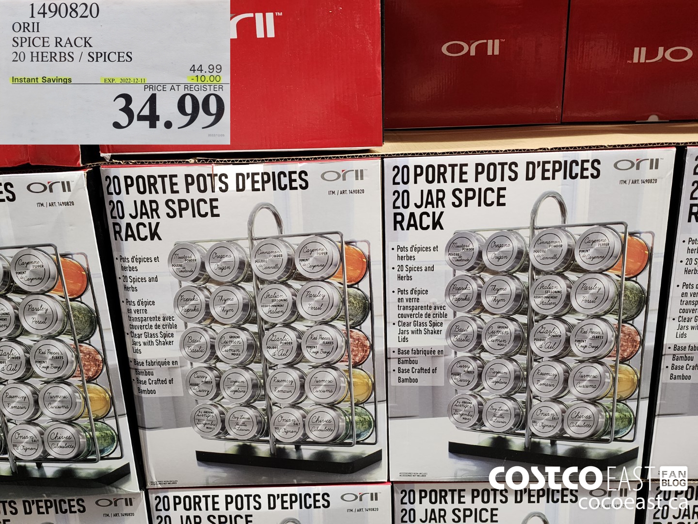 1490820 ORII SPICE RACK 20 HERBS / SPICES ($10.00 INSTANT SAVINGS EXPIRES ON 2022-12-11) $34.99