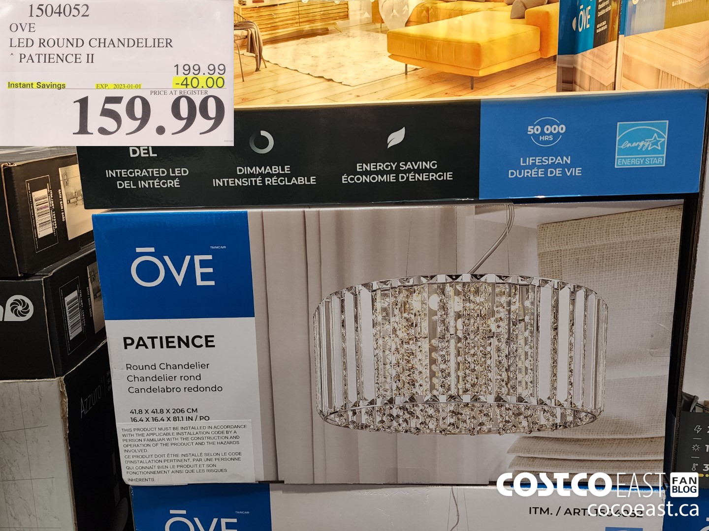 1504052 OVE LED ROUND CHANDELIER * PATIENCE II ($40.00 INSTANT SAVINGS EXPIRES ON 2023-01-01) $159.99