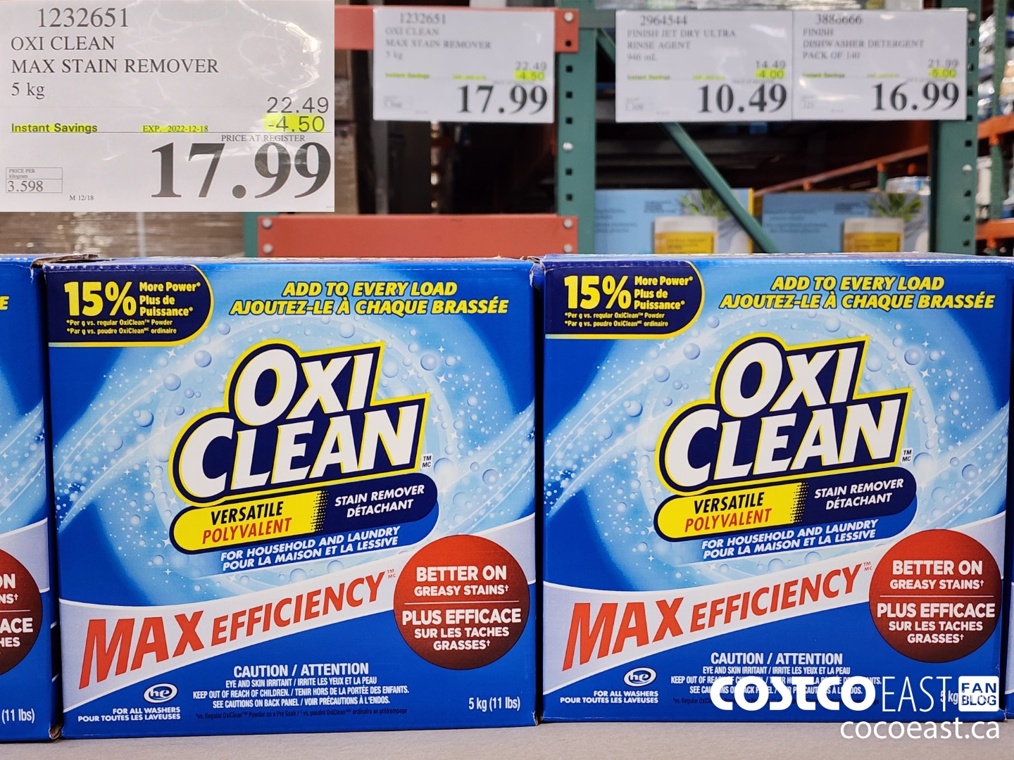 1232651 OXI CLEAN MAX STAIN REMOVER 5 kg ($4.50 INSTANT SAVINGS EXPIRES ON 2022-12-18) $17.99