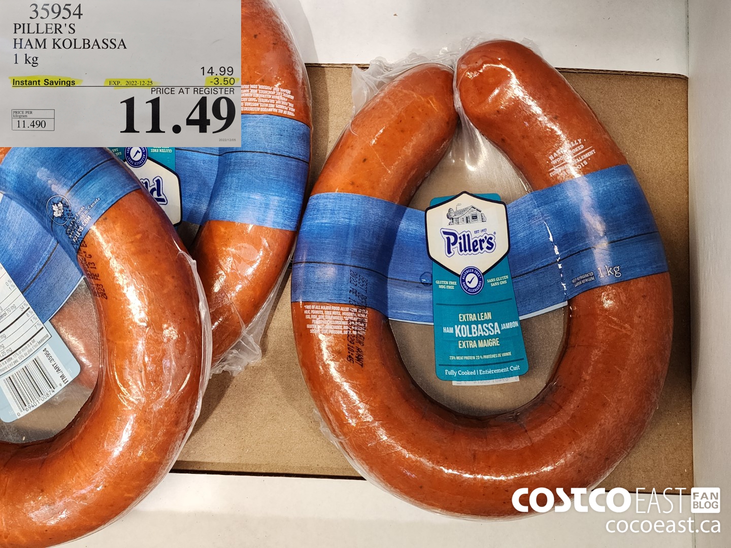 35954 PILLER'S HAM KOLBASSA 1 KG ($3.50 INSTANT SAVINGS EXPIRES ON 2022-12-25) $11.49