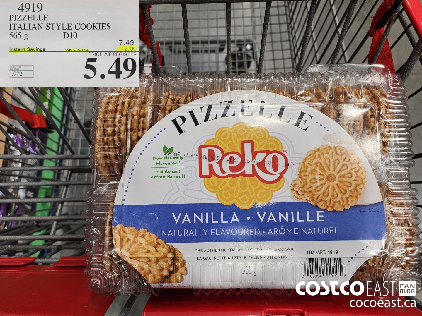 4919 PIZZELLE ITALIAN STYLE COOKIES 565G ($2.00 INSTANT SAVINGS EXPIRES ON 2022-12-25) $5.49
