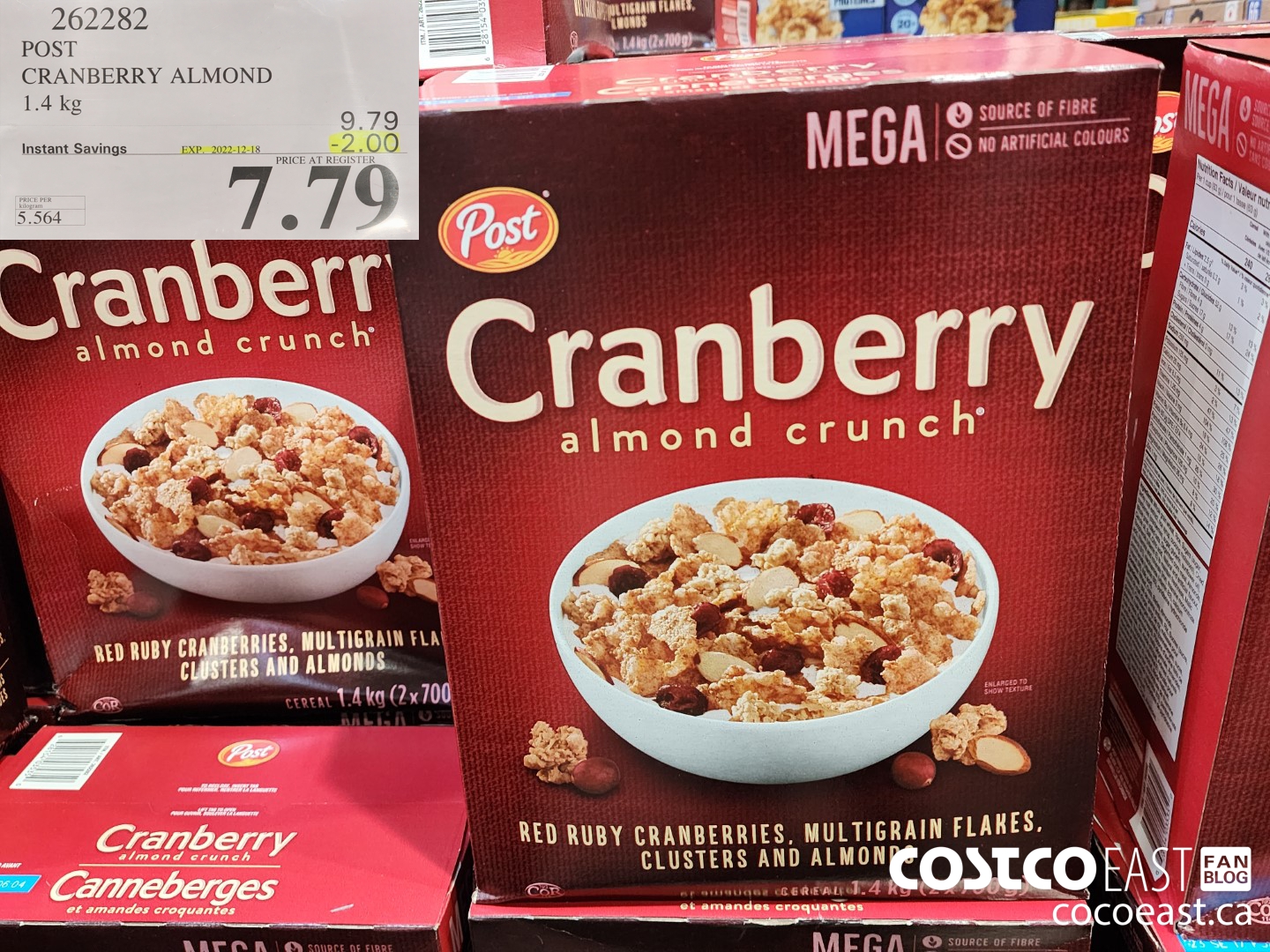 262282 POST CRANBERRY ALMOND 1.4 KG ($2.00 INSTANT SAVINGS EXPIRES ON 2022-12-18) $7.79