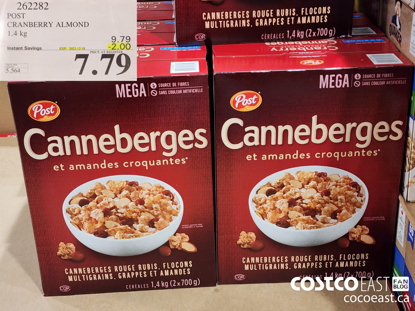 262282 POST CRANBERRY ALMOND 1.4 KG ($2.00 INSTANT SAVINGS EXPIRES ON 2022-12-18) $7.79