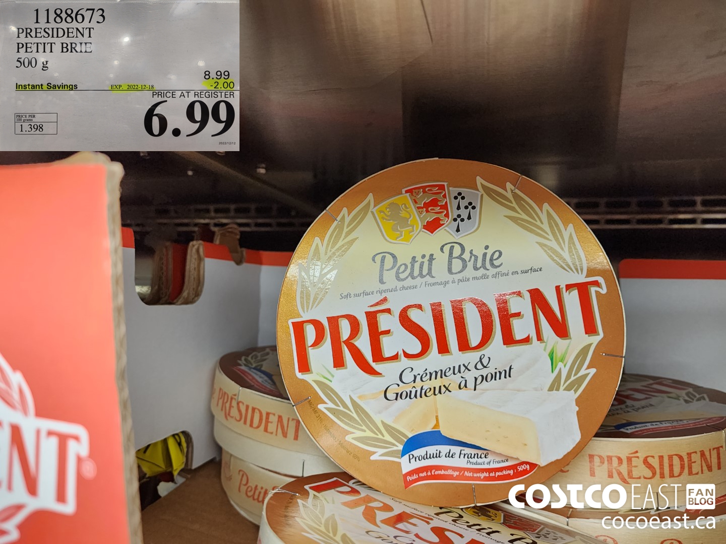 1188673 PRESIDENT PETIT BRIE 500 g ($2.00 INSTANT SAVINGS EXPIRES ON 2022-12-18) $6.99