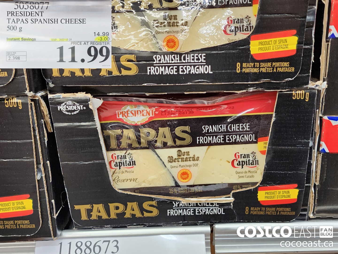 5058077 PRESIDENT TAPAS SPANISH CHEESE 500 g ($3.00 INSTANT SAVINGS EXPIRES ON 2022-12-25) $11.99