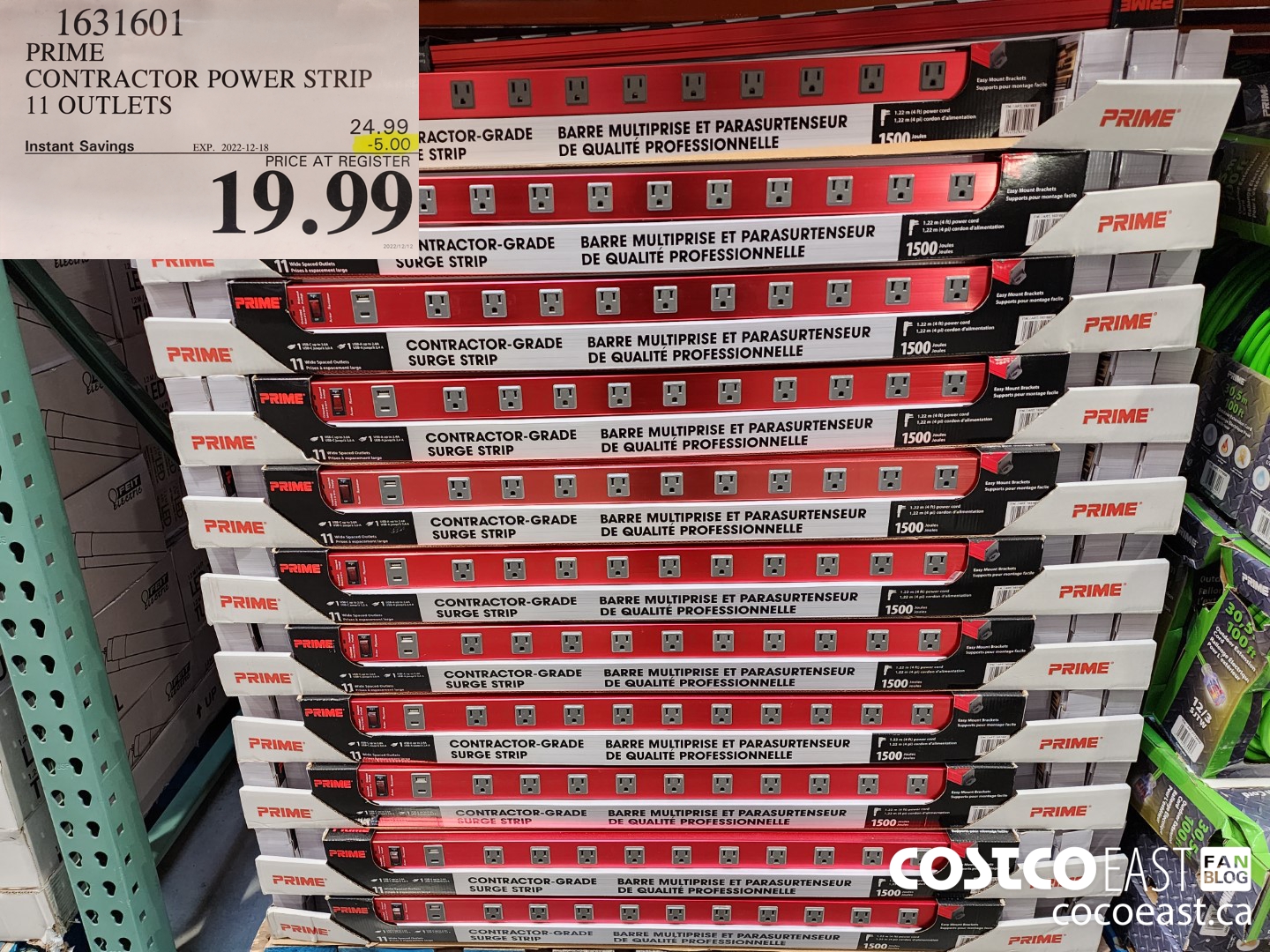 1631601 PRIME CONTRACTOR POWER STRIP 11 OUTLETS ($5.00 INSTANT SAVINGS EXPIRES ON 2022-12-18) $19.99