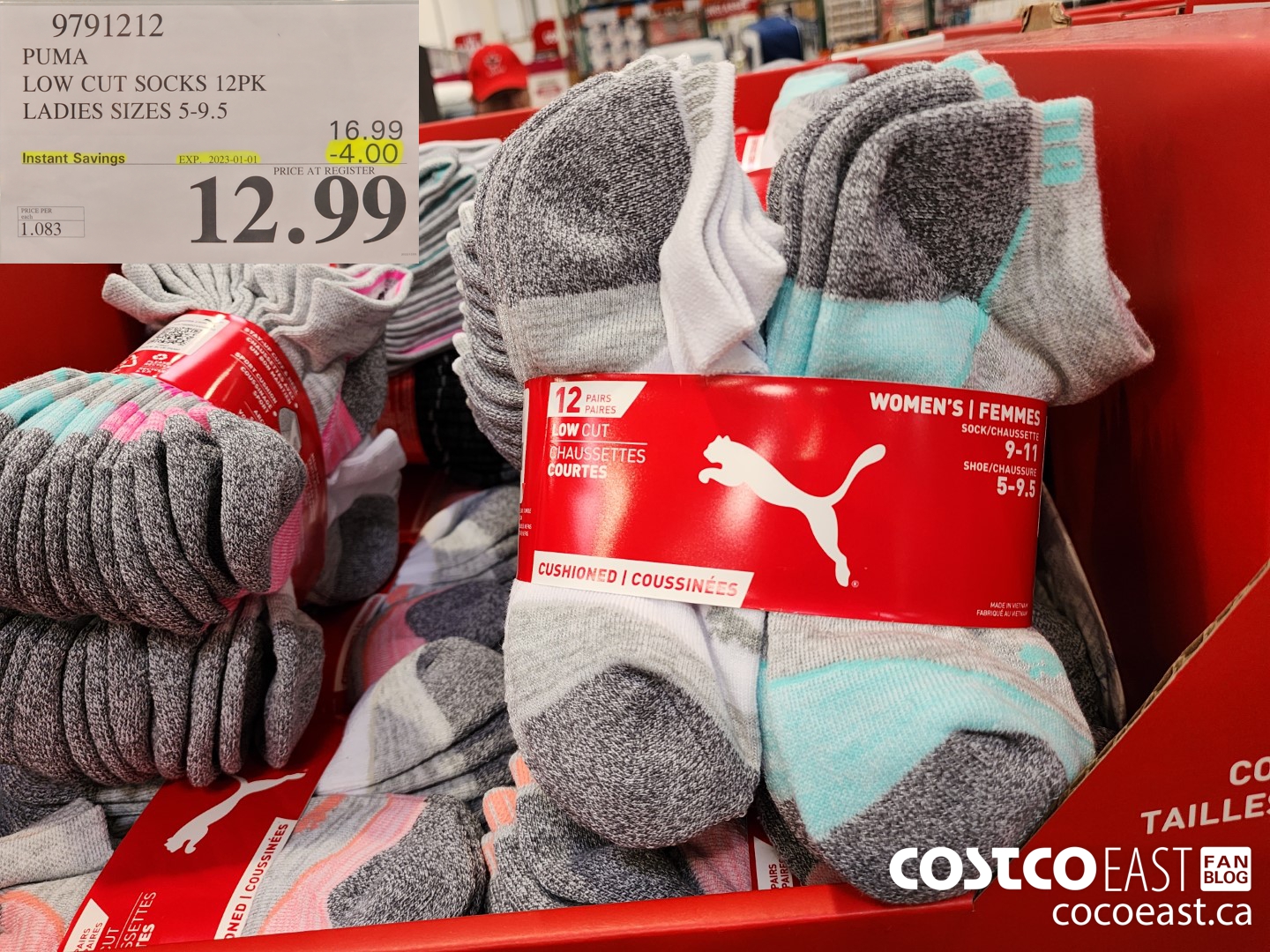 9791212 PUMA LOW CUT SOCKS 12PK LADIES SIZES 5-9.5 ($4.00 INSTANT SAVINGS EXPIRES ON 2023-01-01) $12.99