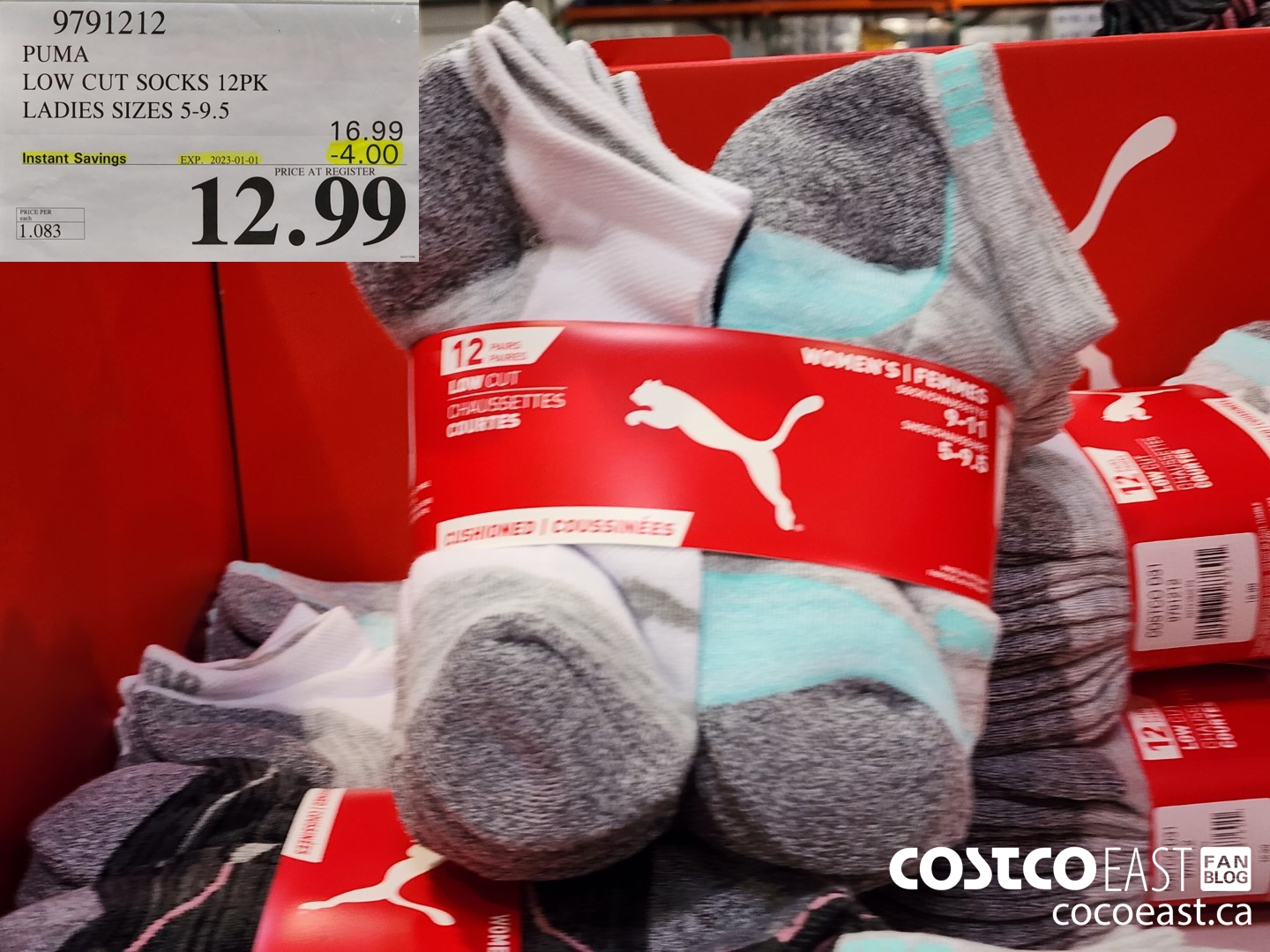 9791212 PUMA LOW CUT SOCKS 12PK LADIES SIZES 5-9.5 ($4.00 INSTANT SAVINGS EXPIRES ON 2023-01-01) $12.99