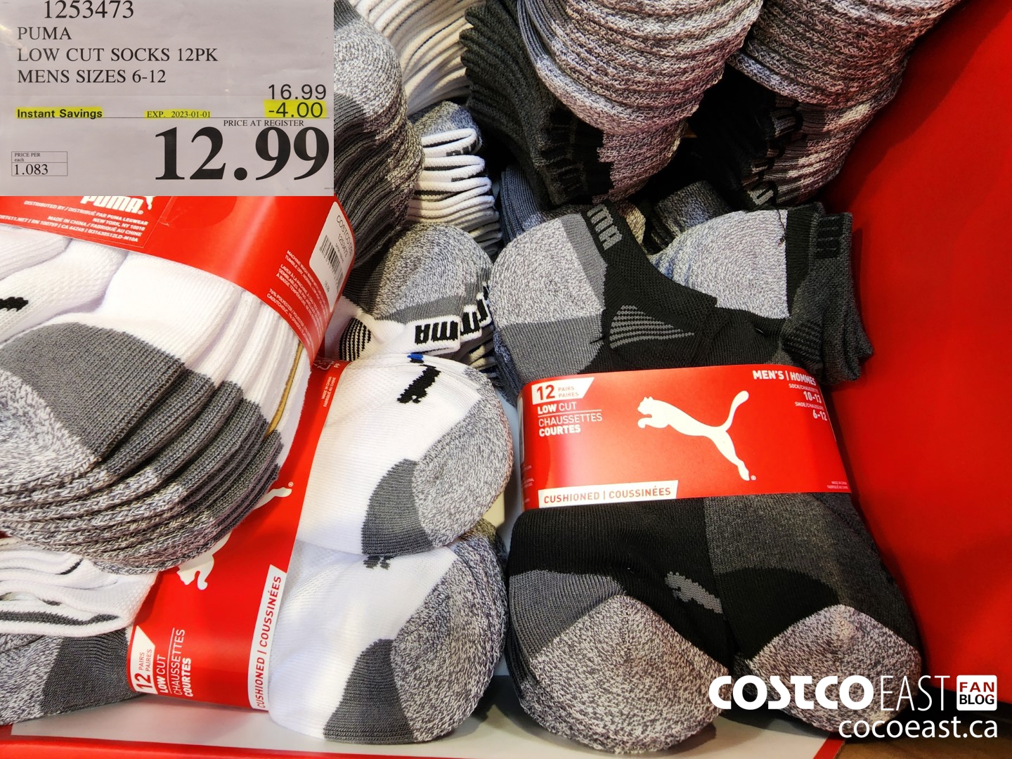 1253473 PUMA LOW CUT SOCKS 12PK MENS SIZES 6-12 ($4.00 INSTANT SAVINGS EXPIRES ON 2022-01-01) $12.99