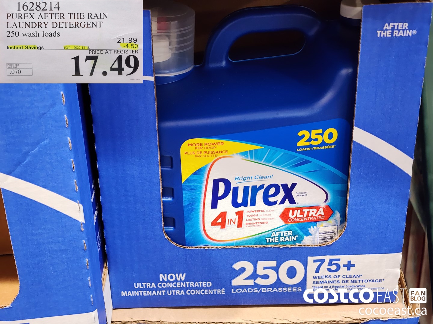 1628214 PUREX AFTER THE RAIN 250 wash loads ($4.50 INSTANT SAVINGS EXPIRES ON 2022-12-18) $17.49