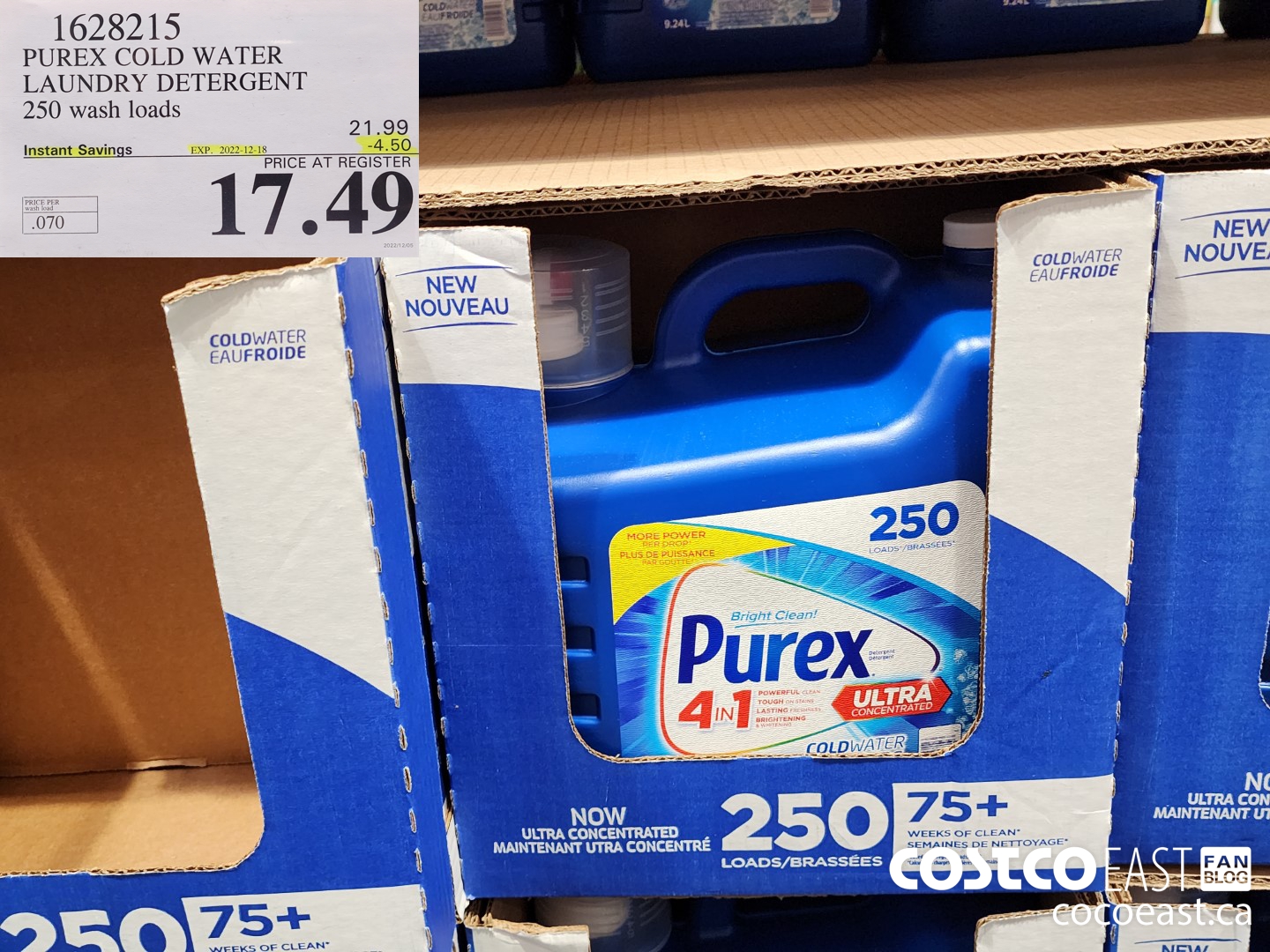 1628215 PUREX COLD WATER DETERGENT 250 wash loads ($4.50 INSTANT SAVINGS EXPIRES ON 2022-12-18) $17.49