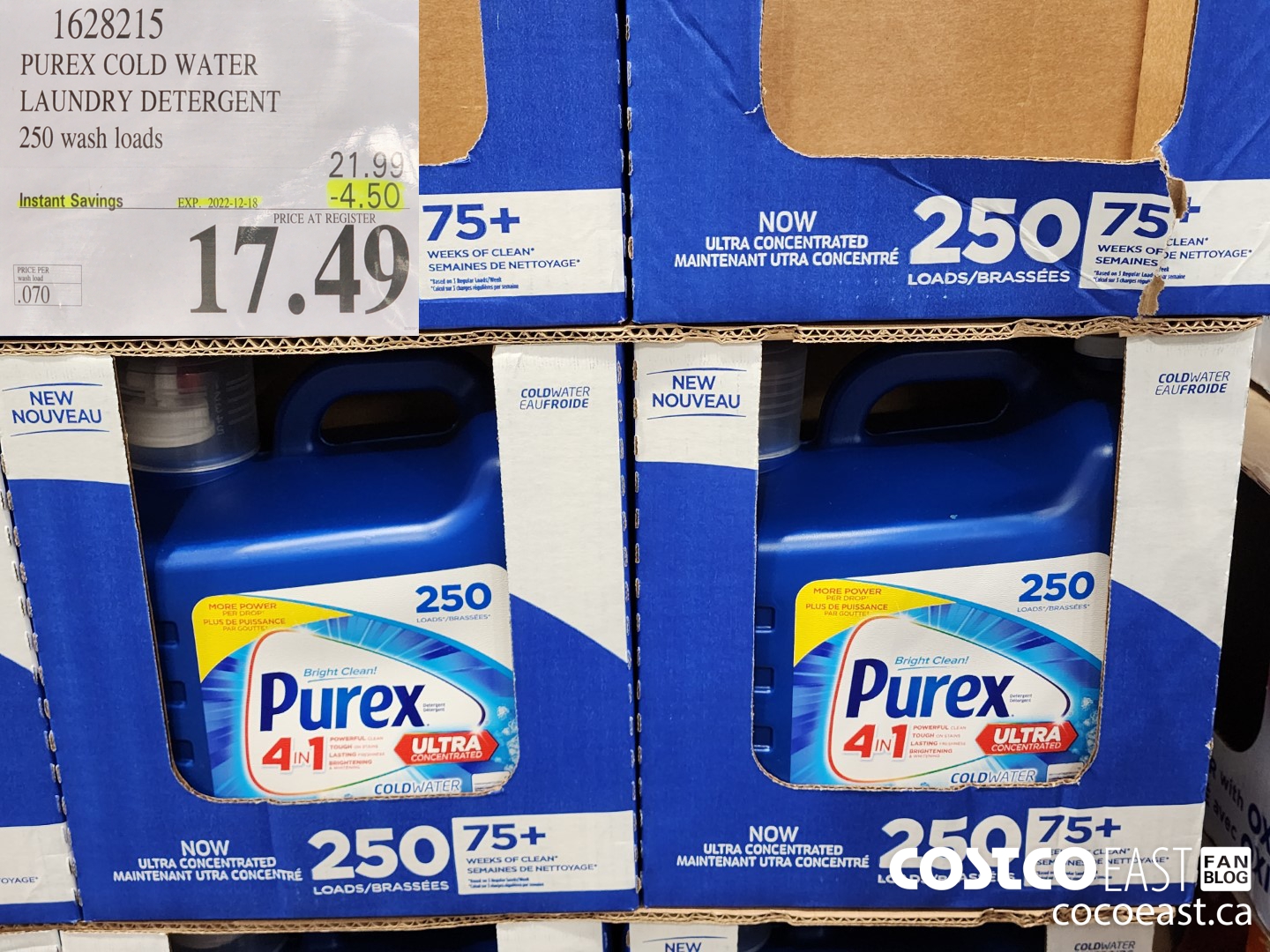 1628215 PUREX COLD WATER DETERGENT 250 wash loads ($4.50 INSTANT SAVINGS EXPIRES ON 2022-12-18) $17.49