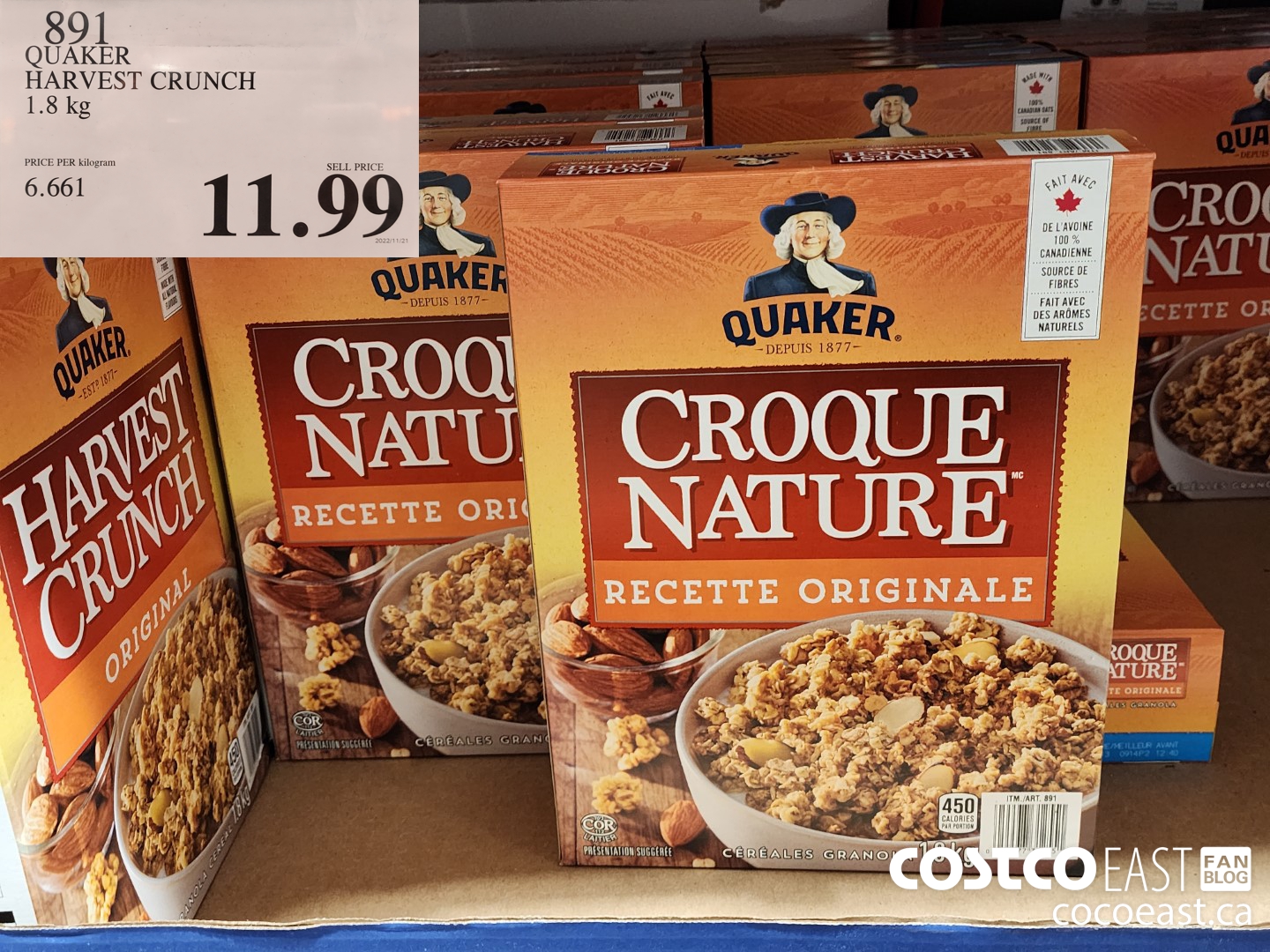 891 QAKER HARVEST CRUNCH 1.8 KG $11.99