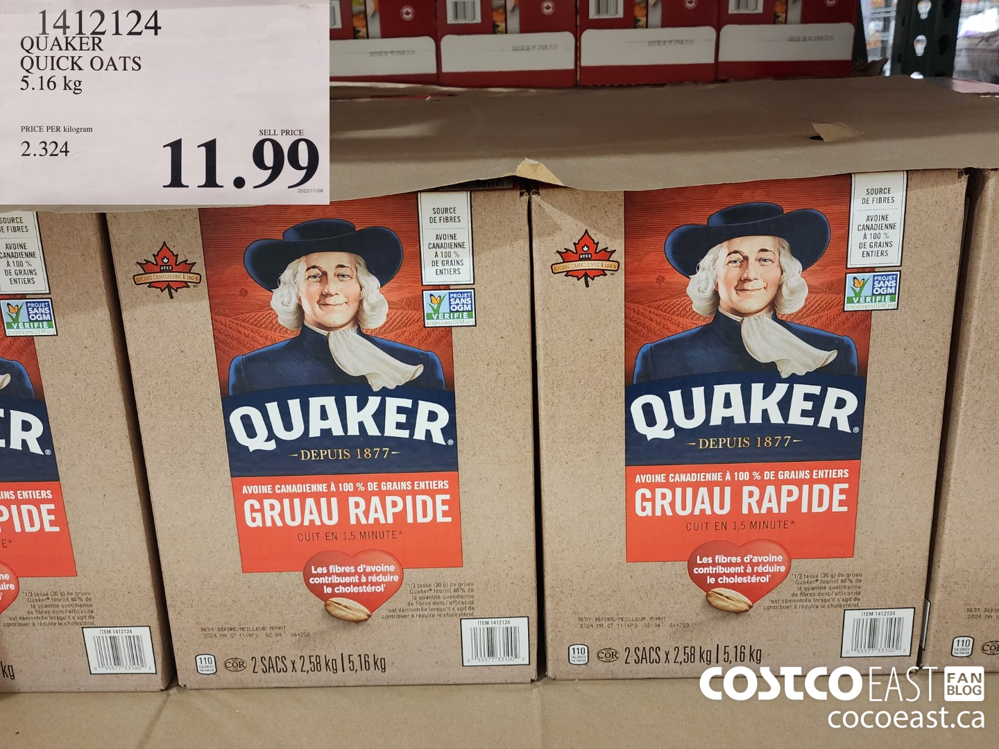 1412124 QUAKER QUICK OATS 5.16 kg $11.99