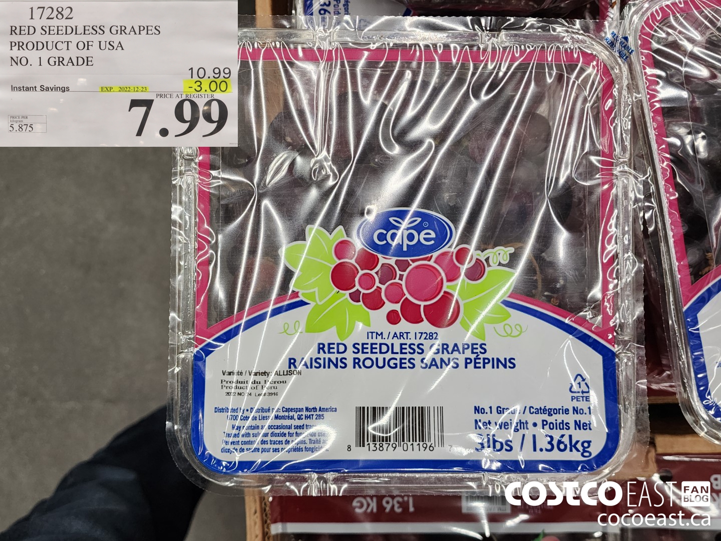 17282 RED SEEDLESS GRAPES PRODUCT OF SOUTHAFRICA ($3.00 INSTANT SAVINGS EXPIRES ON 2022-12-23) $7.99