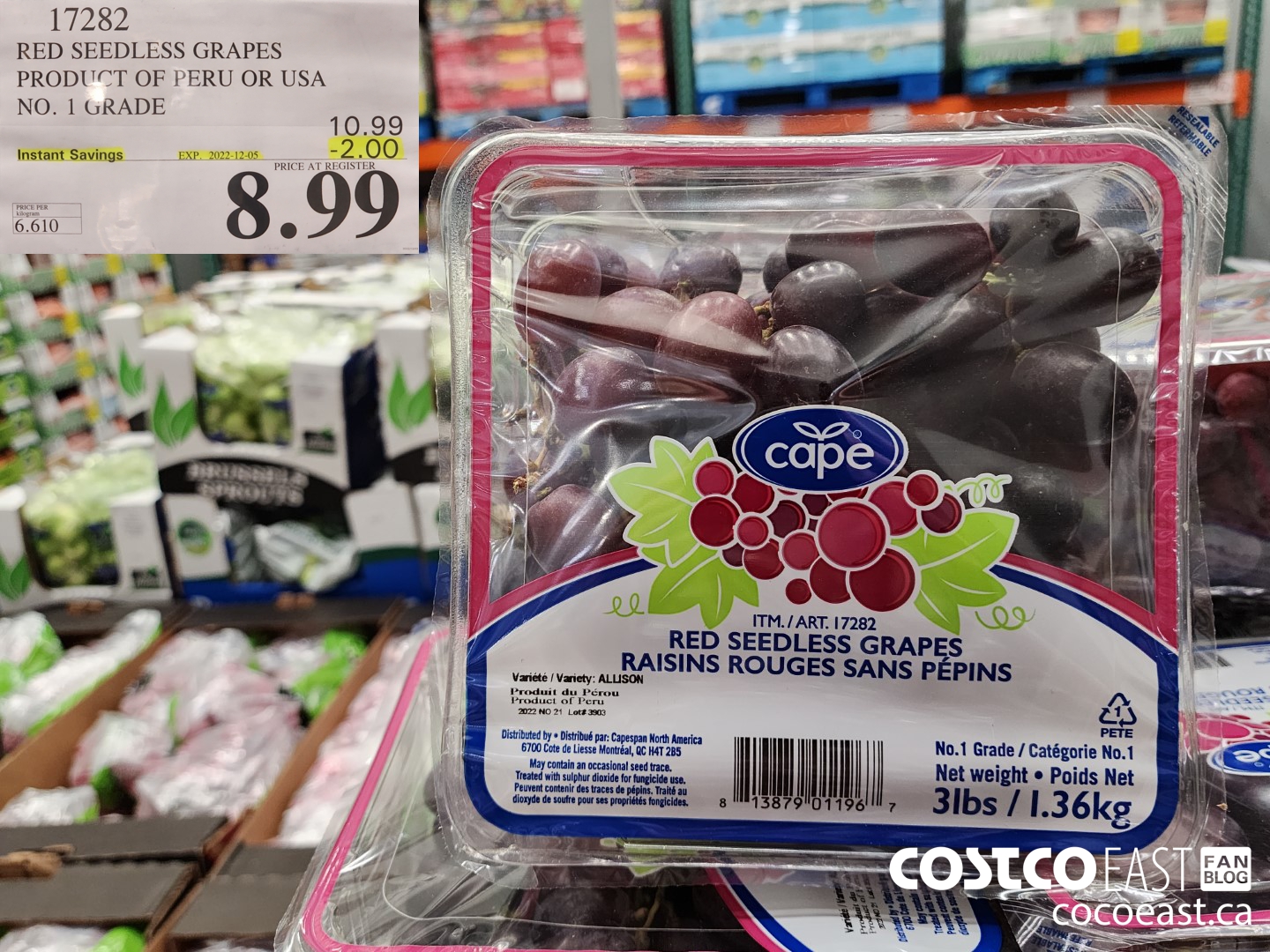 17282 RED SEEDLESS GRAPES PRODUCT OF USA NO.1 GRADE ($2.00 INSTANT SAVINGS EXPIRES ON 2022-12-05) $8.99