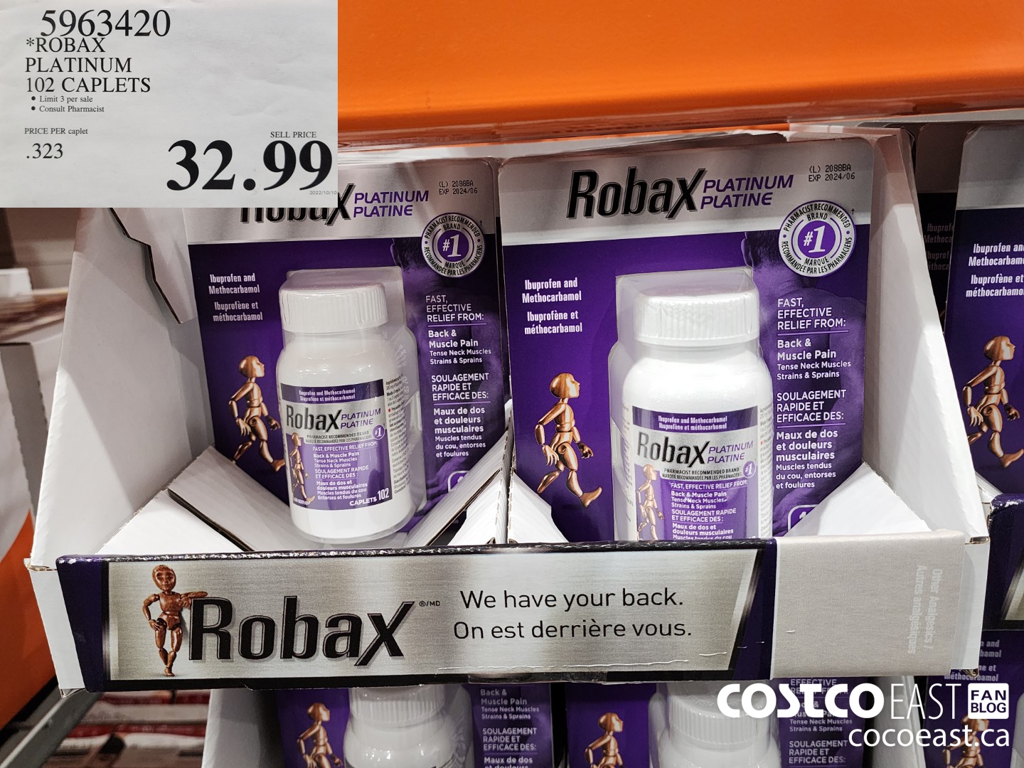 5963420 ROBAX PLATINUM 102 CAPLETS $32.99