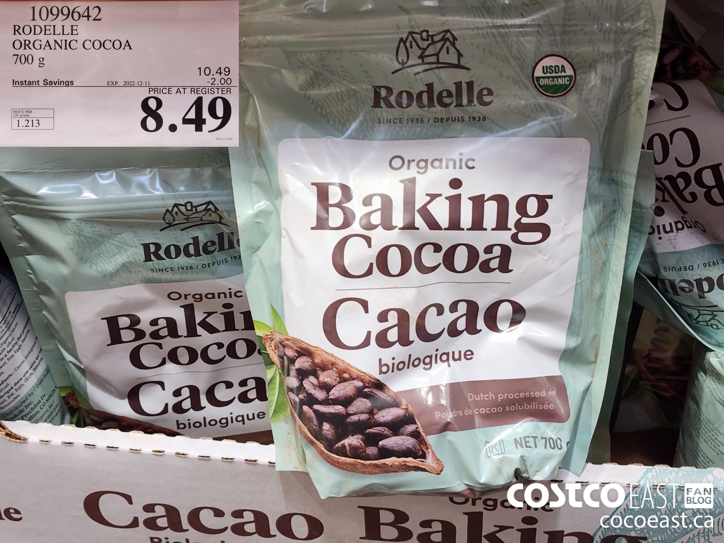 1099642 RODELLE ORGANIC COCOA 700 G ($2.00 INSTANT SAVINGS EXPIRES ON 2022-12-11) $8.49