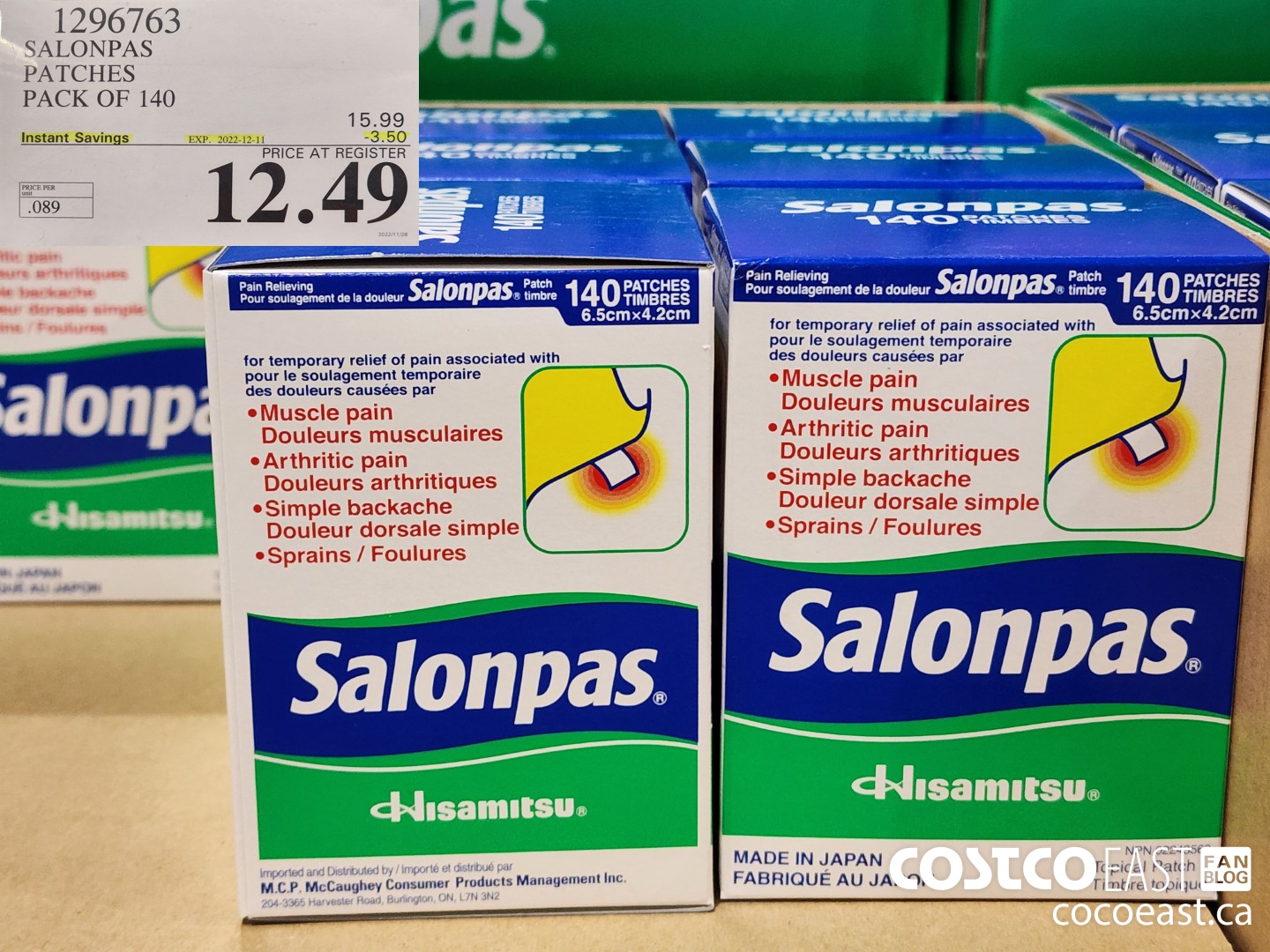 1296763 SALONPAS PATCHES PACK OF 140 ($3.50 INSTANT SAVINGS EXPIRES ON 2022-12-11) $12.49