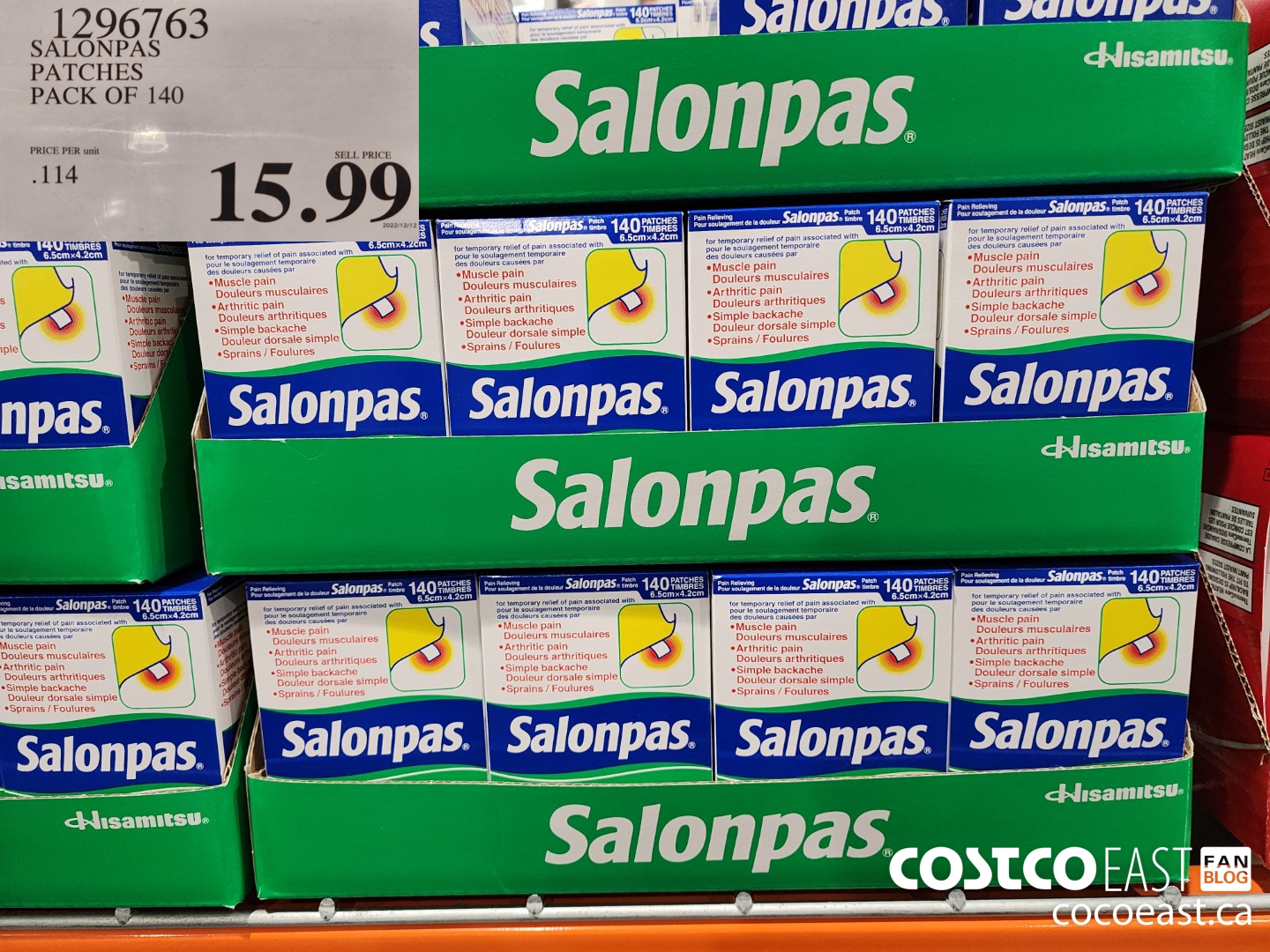 1296763 SALONPAS PATCHES PACK OF 140 $15.99