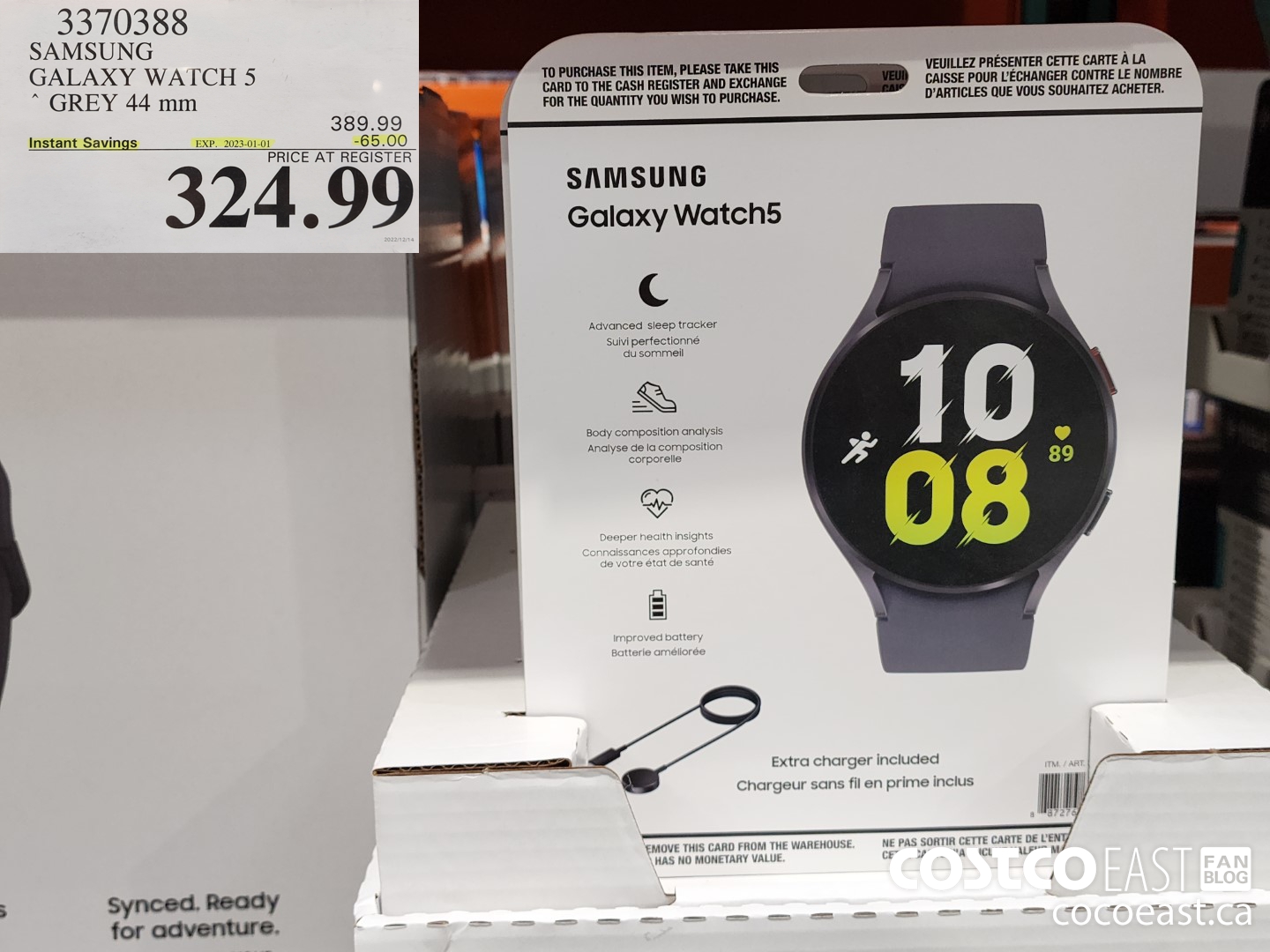 3370388 SAMSUNG GALAXY WATCH 5 “GREY 44 mm ($65.00 INSTANT SAVINGS EXPIRES ON 2023-01-01) $324.99