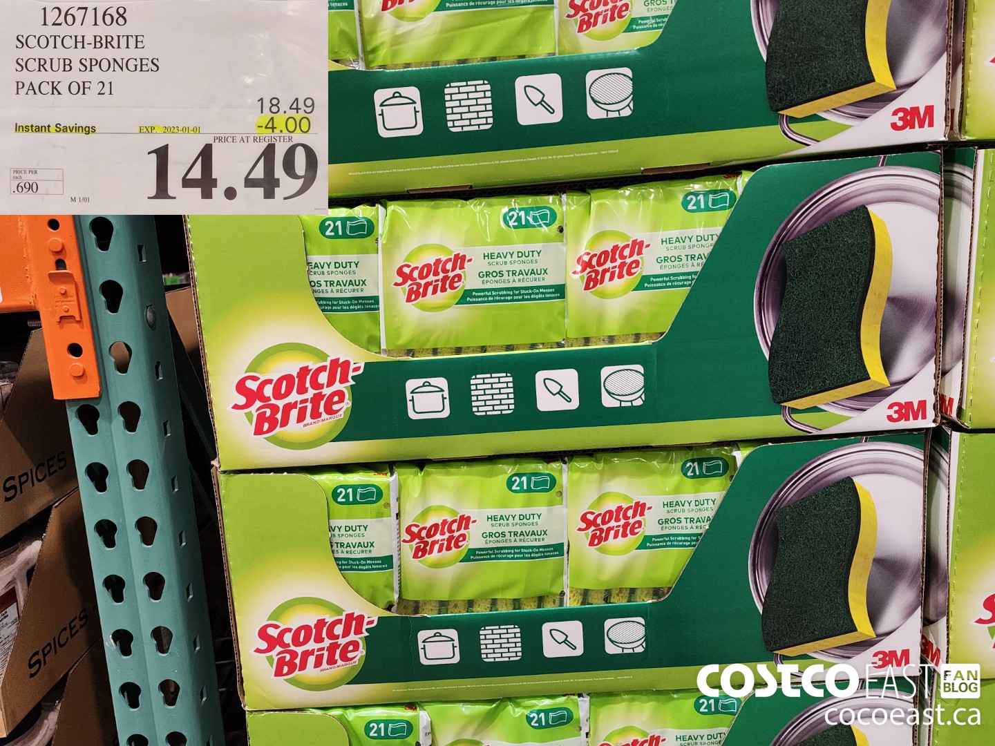 1267168 SCOTCHBRITE SCRUB SPONGES PACK OF 21 ($4.00 INSTANT SAVINGS EXPIRES ON 2023-01-01) $14.49